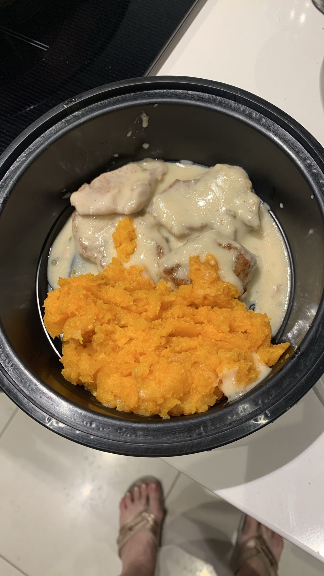 Poulet sauce et purée