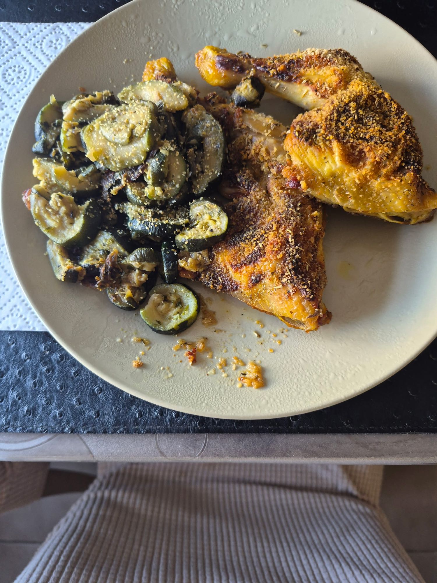 Poulet rôti et courgettes