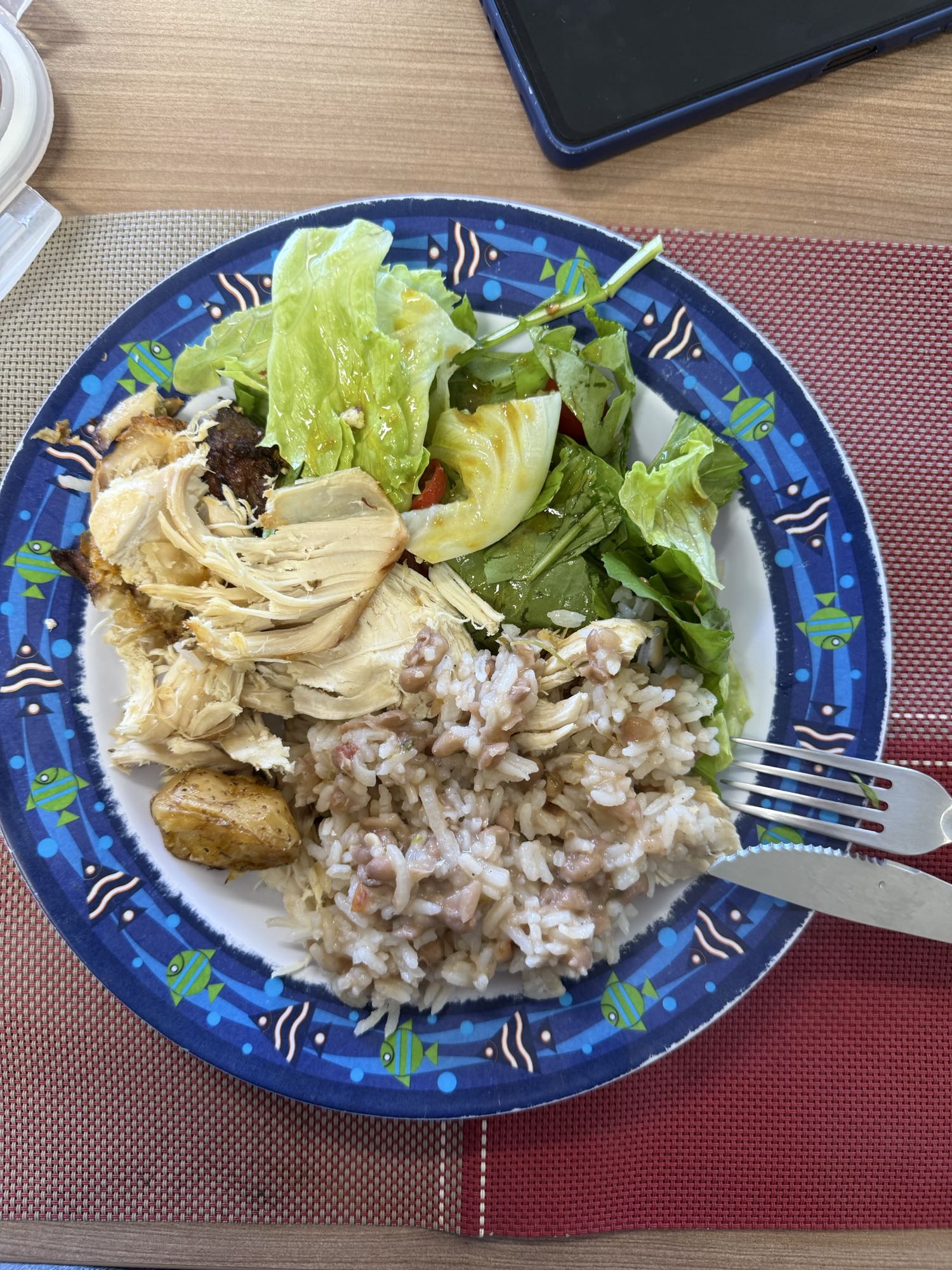 frango com arroz e salada
