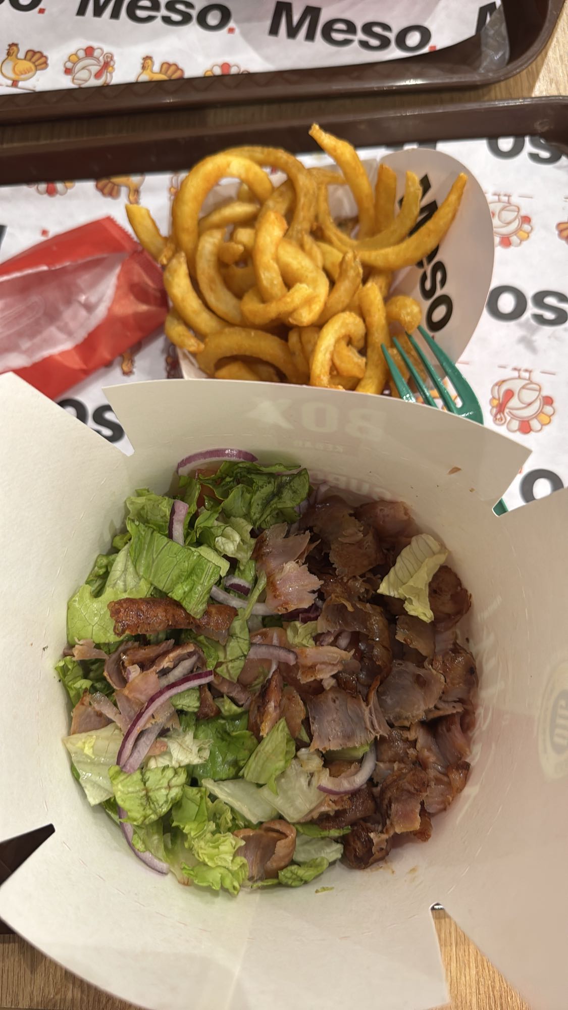 Gyro Salad with Curly Fries