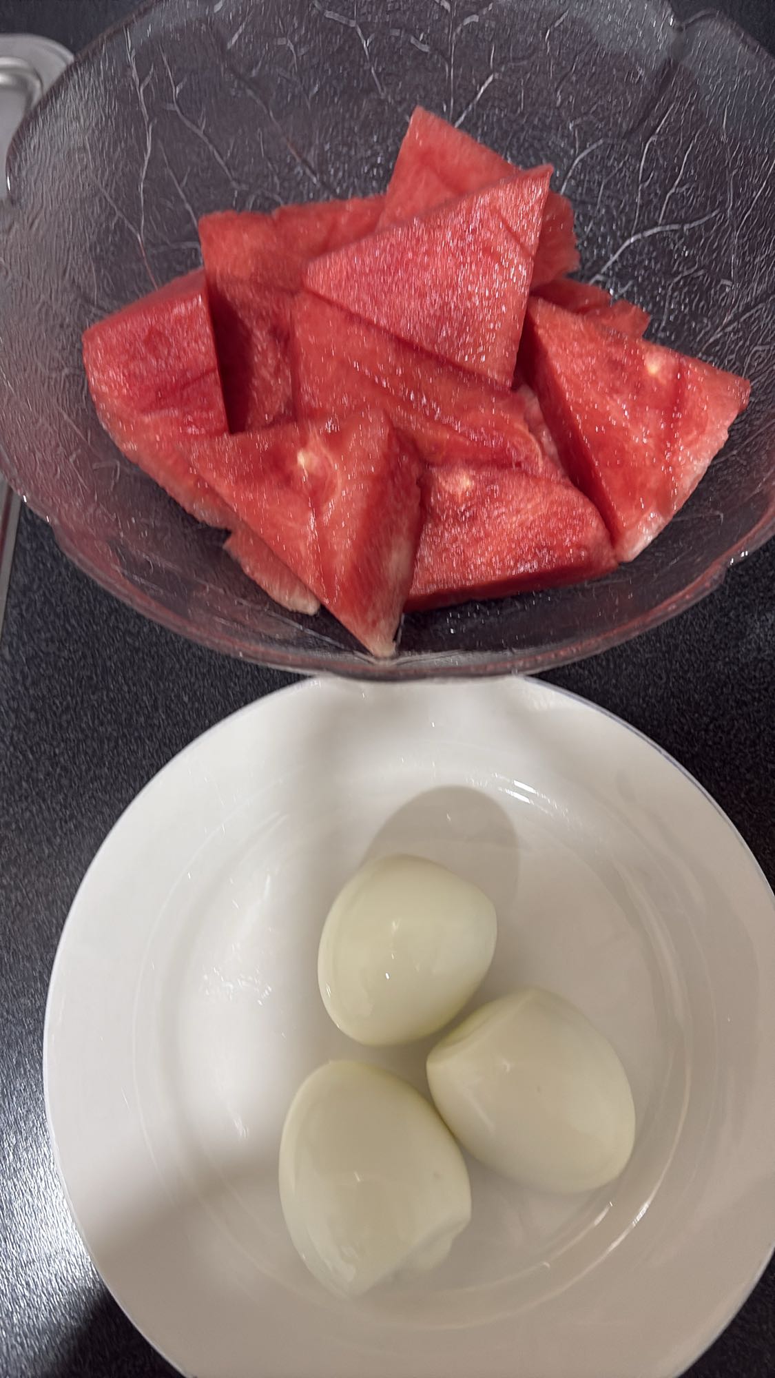 Vannmelon og kokte egg
