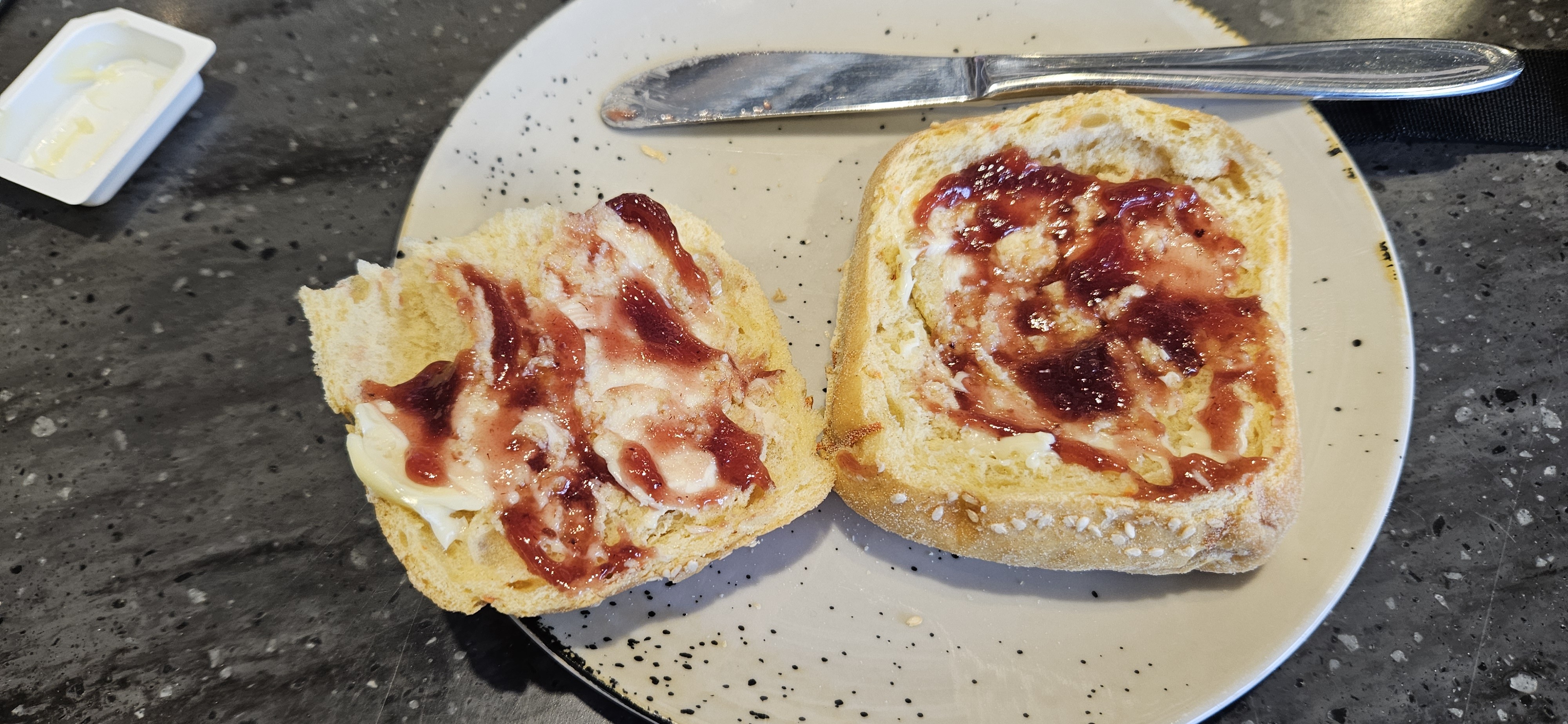Bread with butter jam