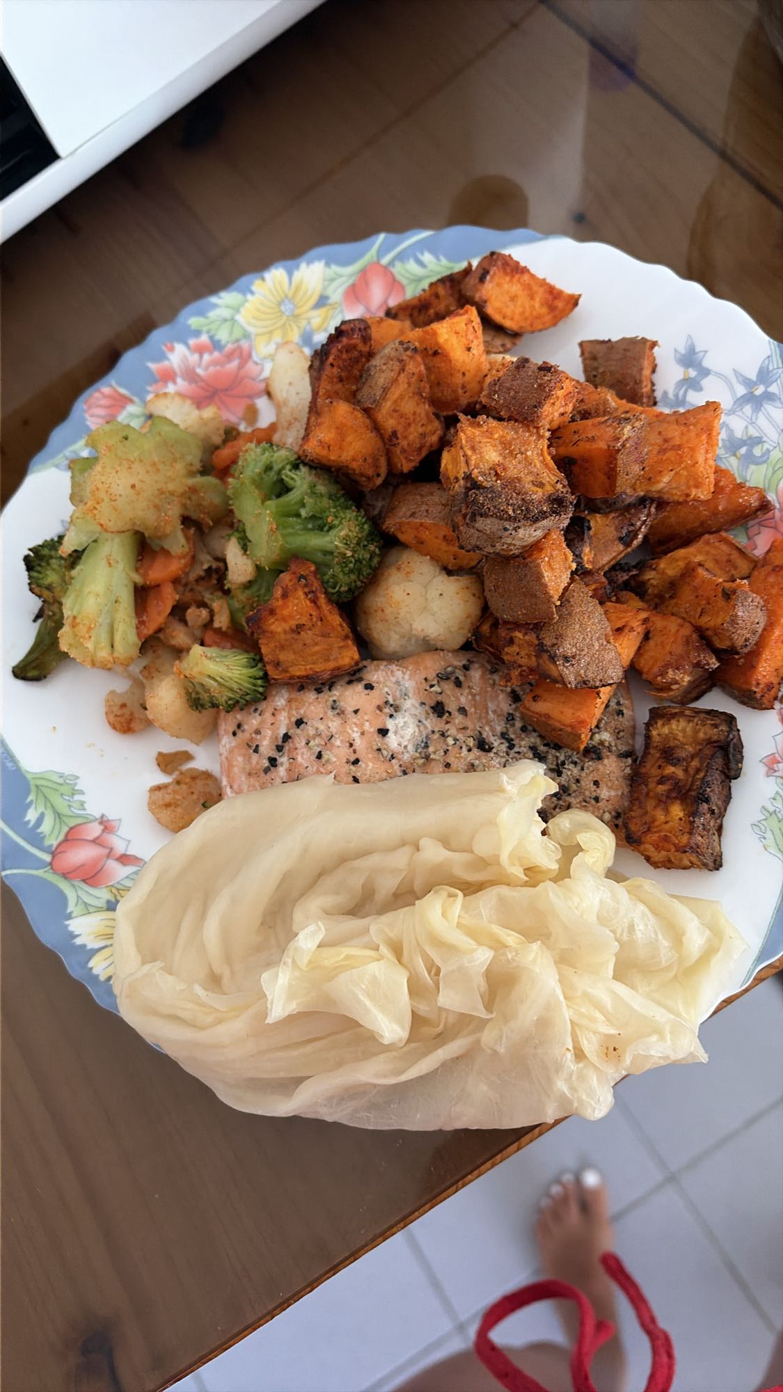 Somon cu legume și cartof dulce la air fryer