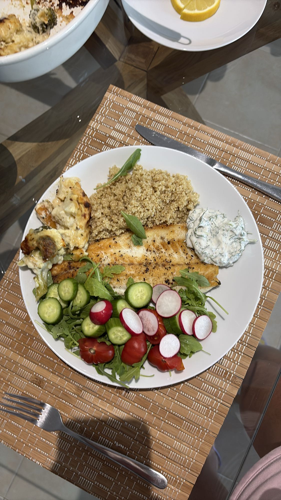 Sea Bass Quinoa Plate