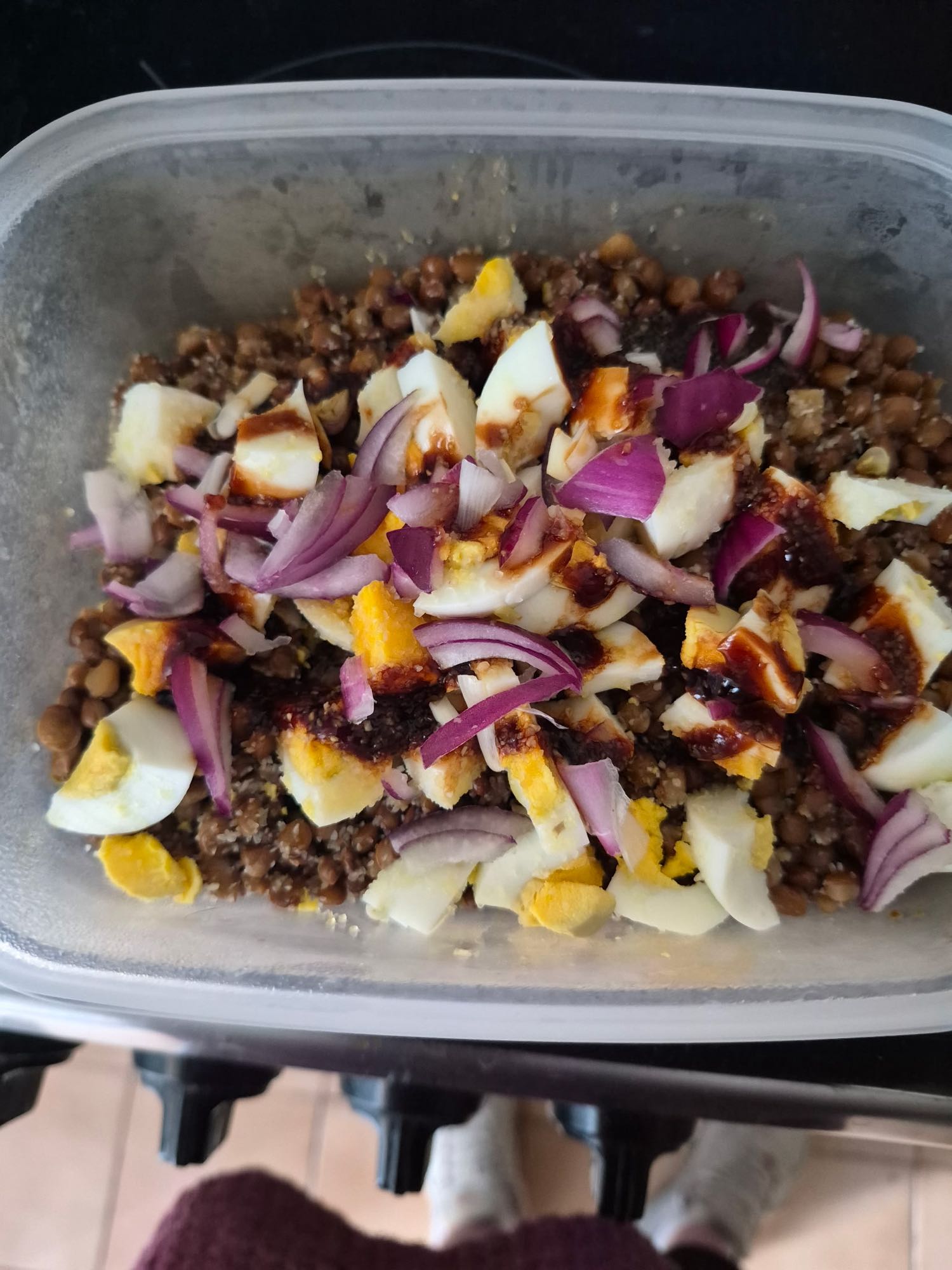 Salade de lentilles et œuf