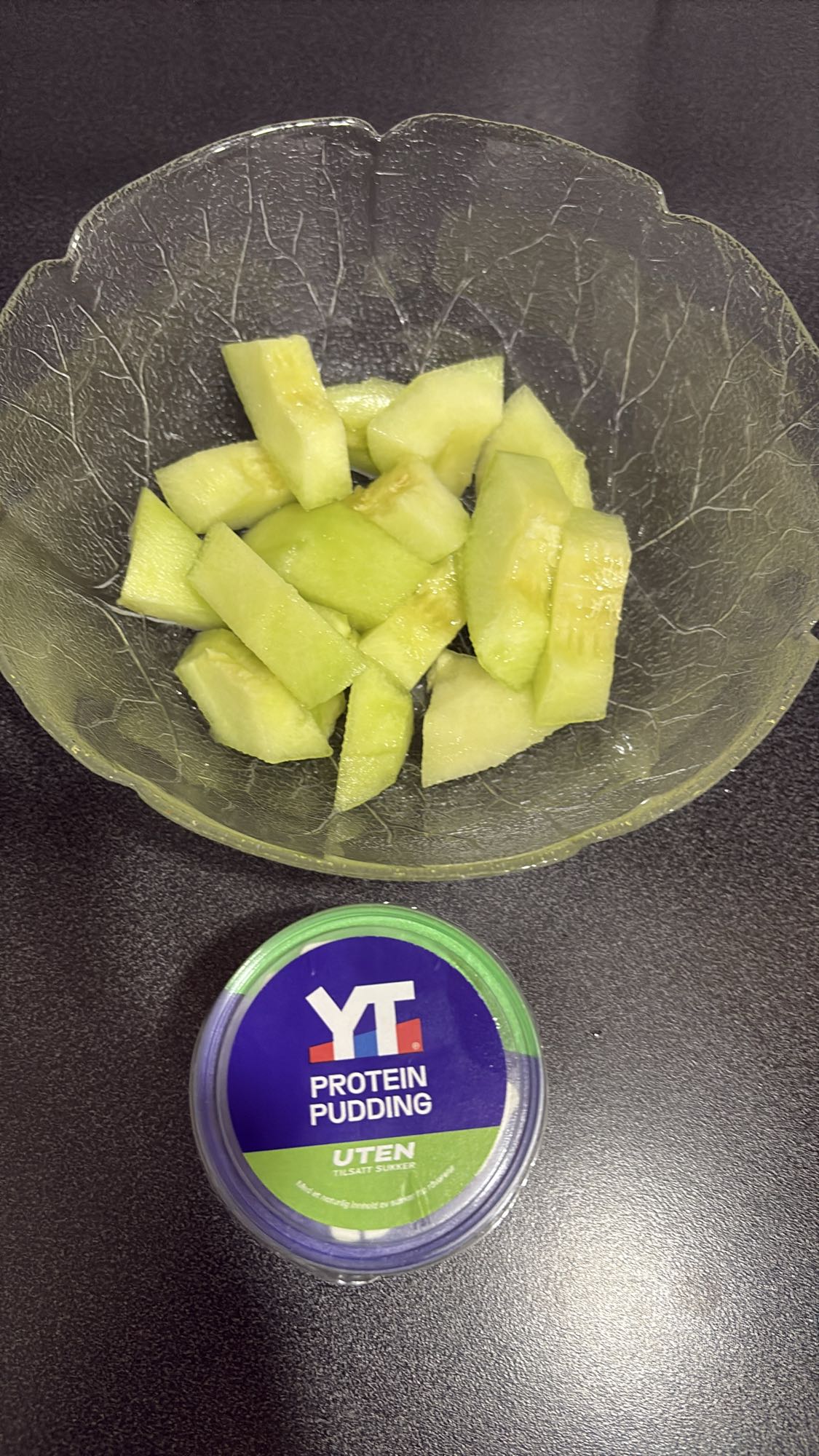 Melon med proteinpudding