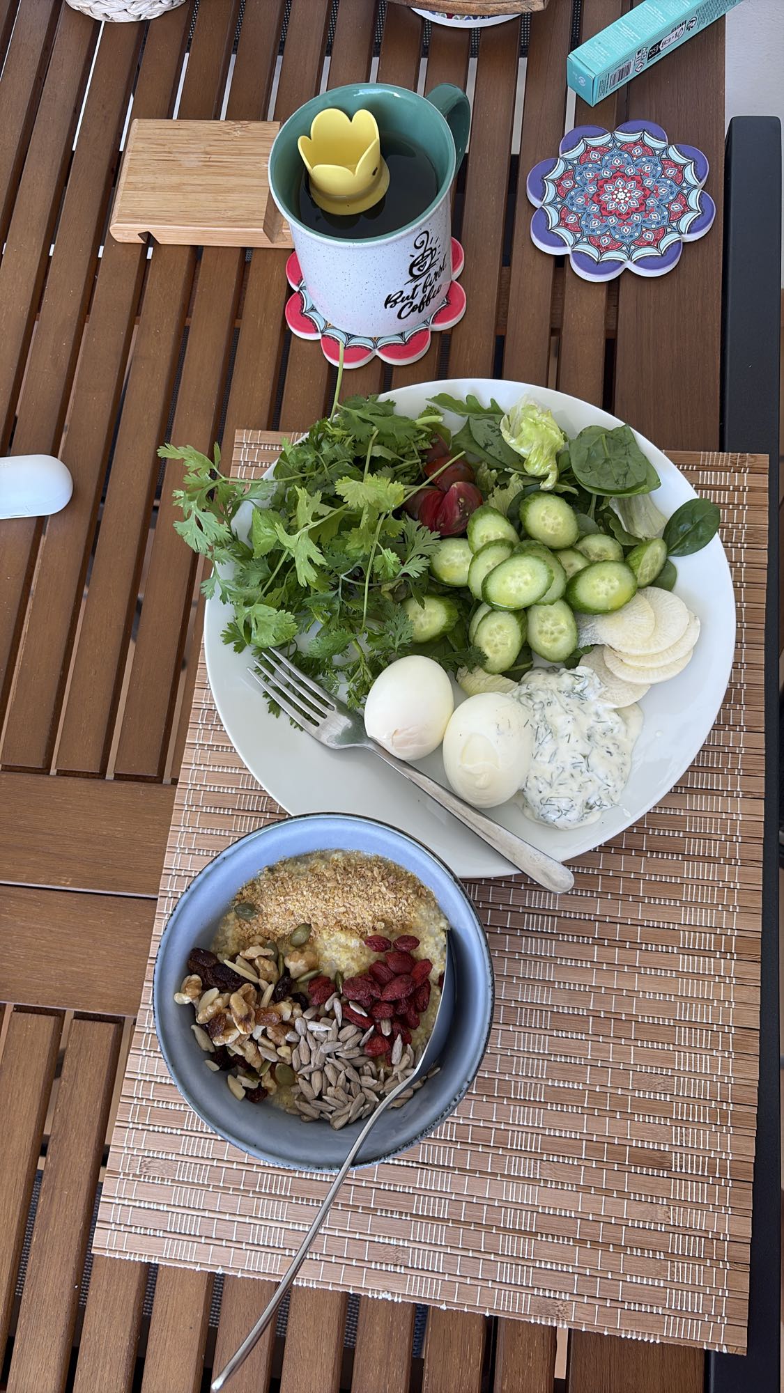 Millet Porridge and Egg Salad