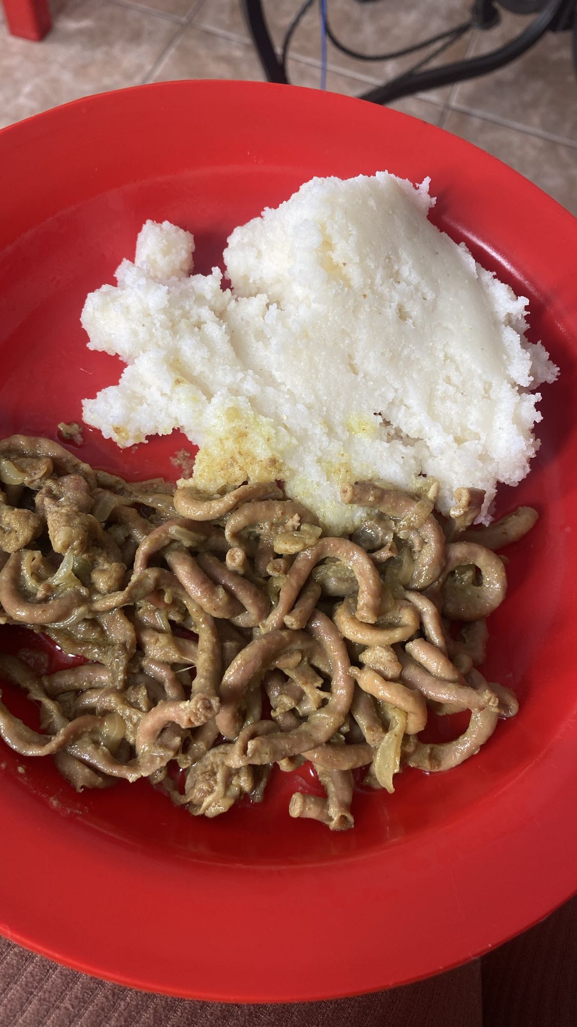 Ugali with tripe
