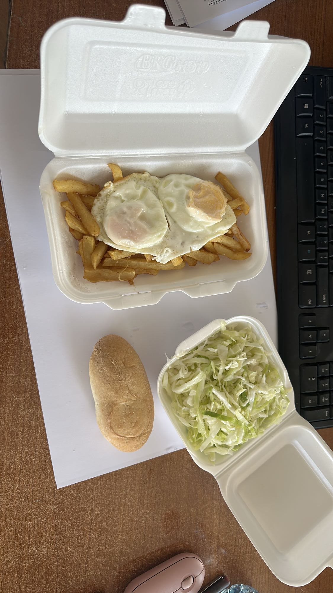Fries Eggs Bread Salad