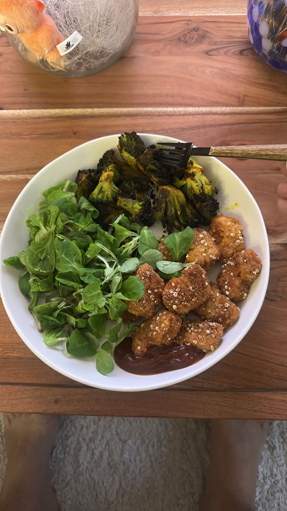Poulet pané et légumes