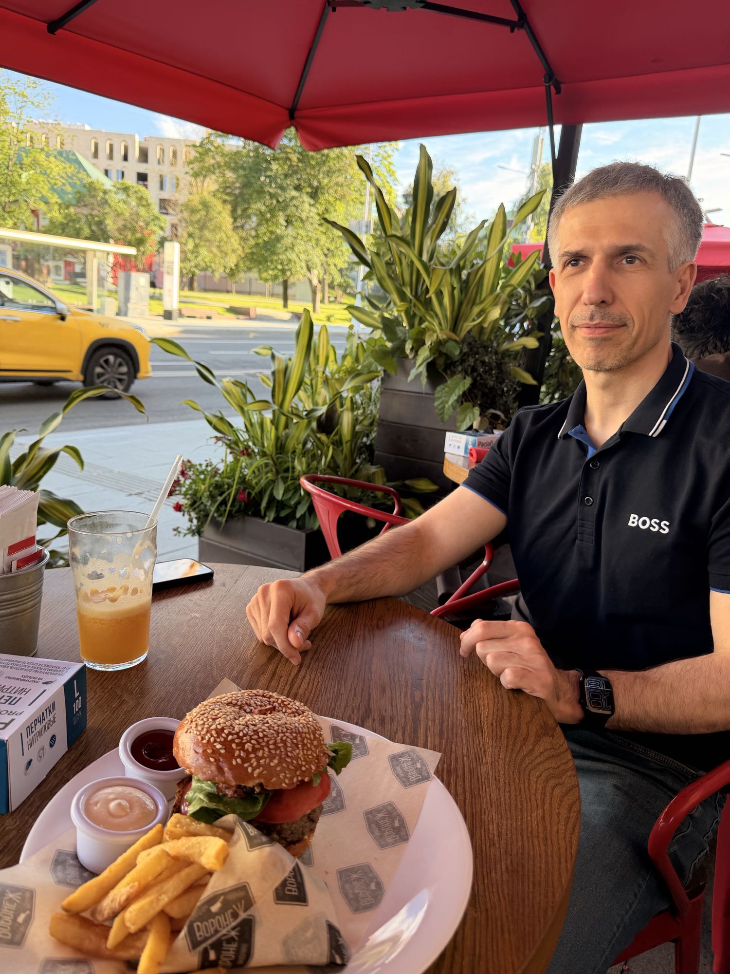 Burger Fries and Juice