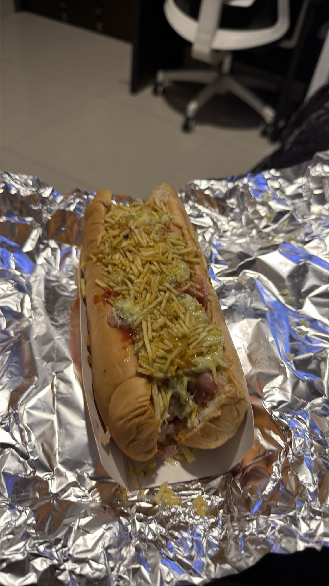 perro caliente con papas