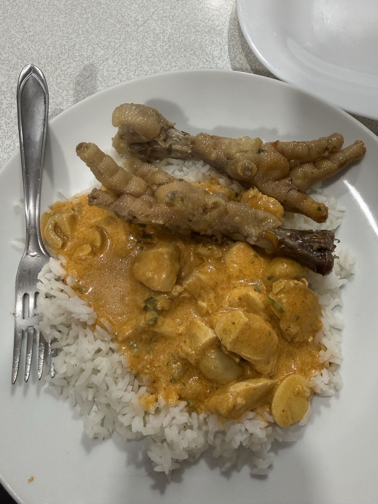 Arroz com frango e pés