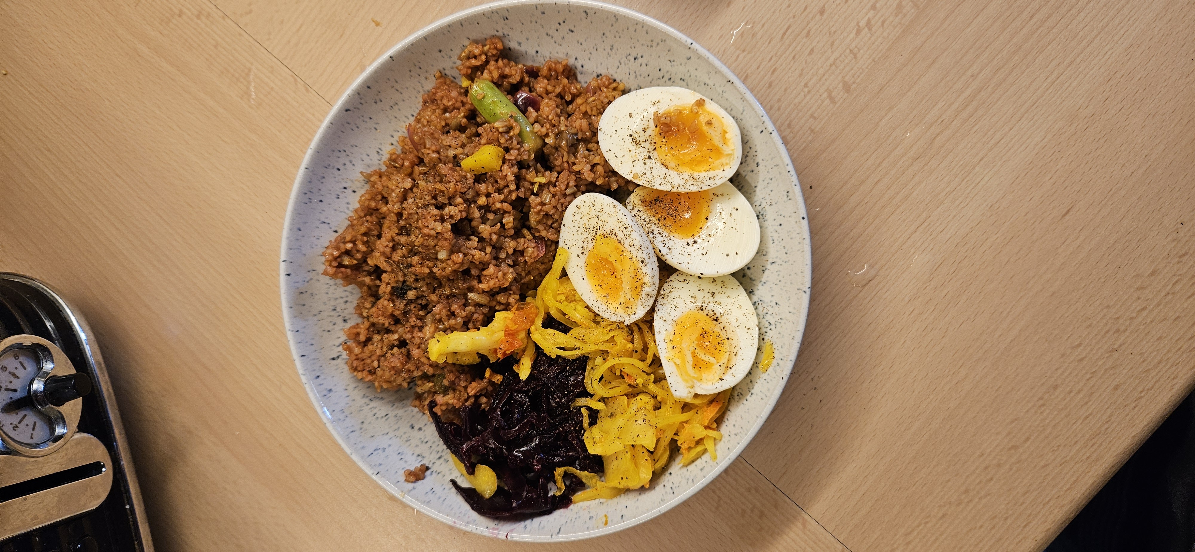 Spiced Bulgur Egg Bowl