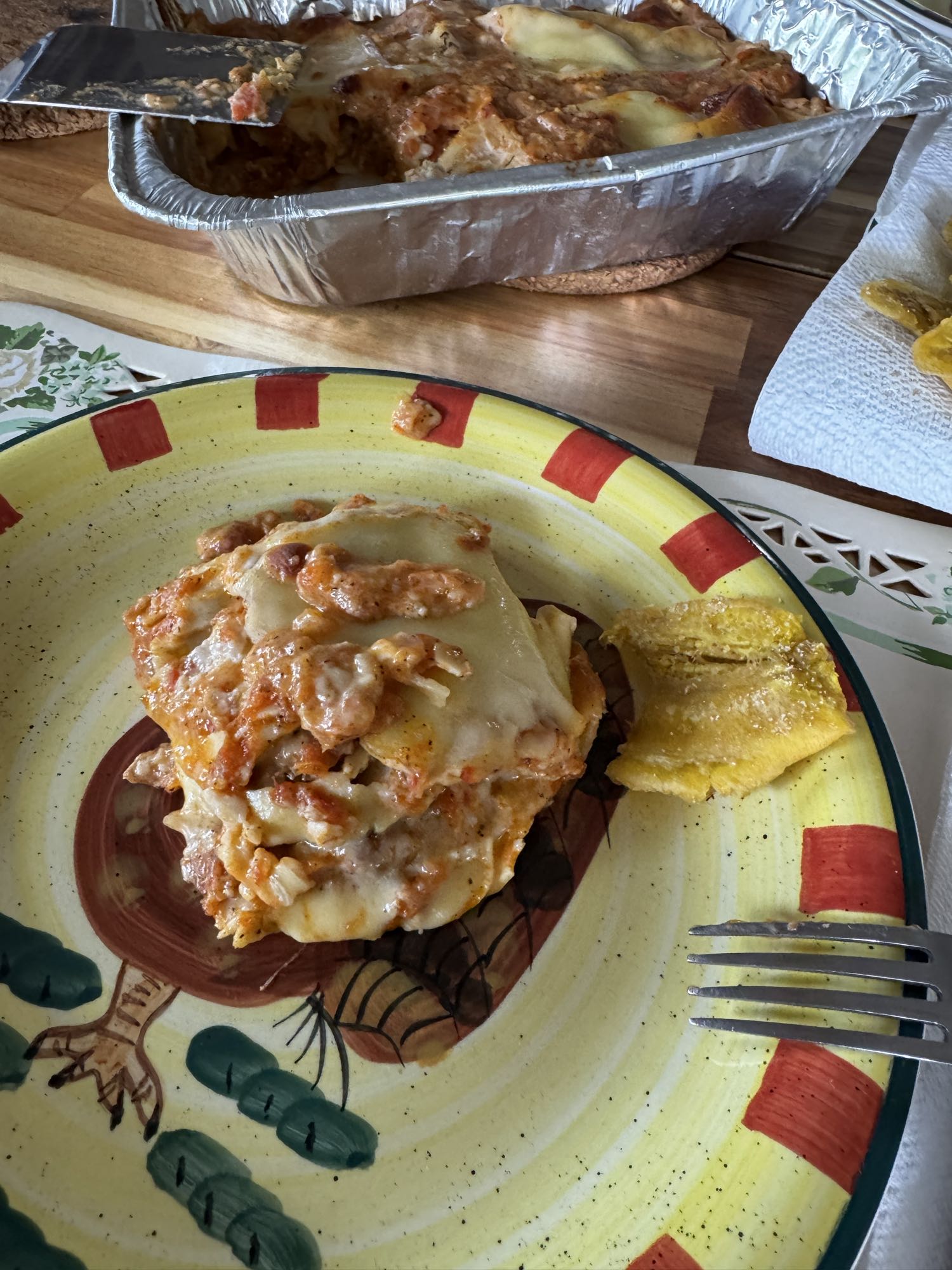 Lasaña con pan