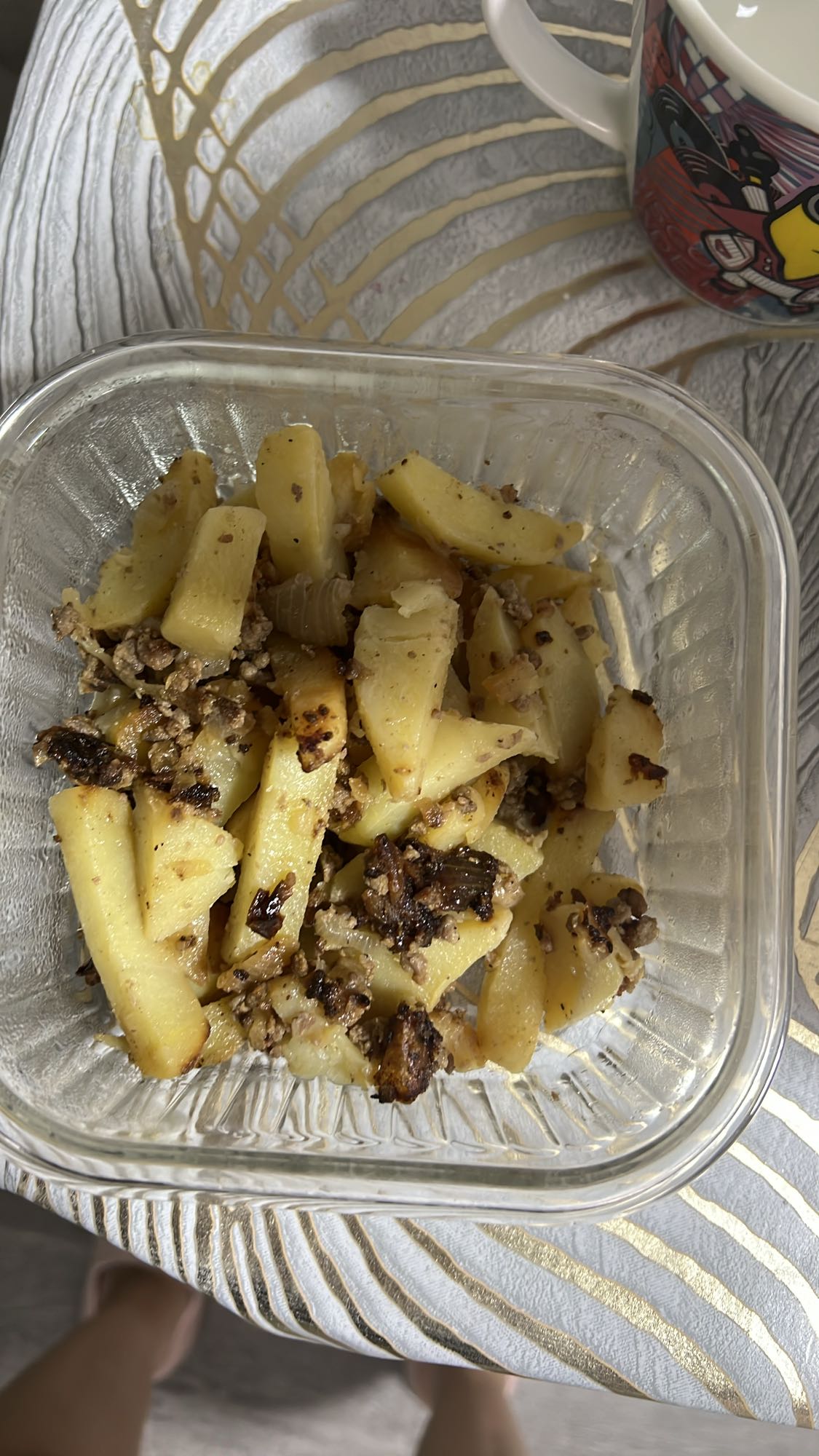 Жареная картошка с фаршем
