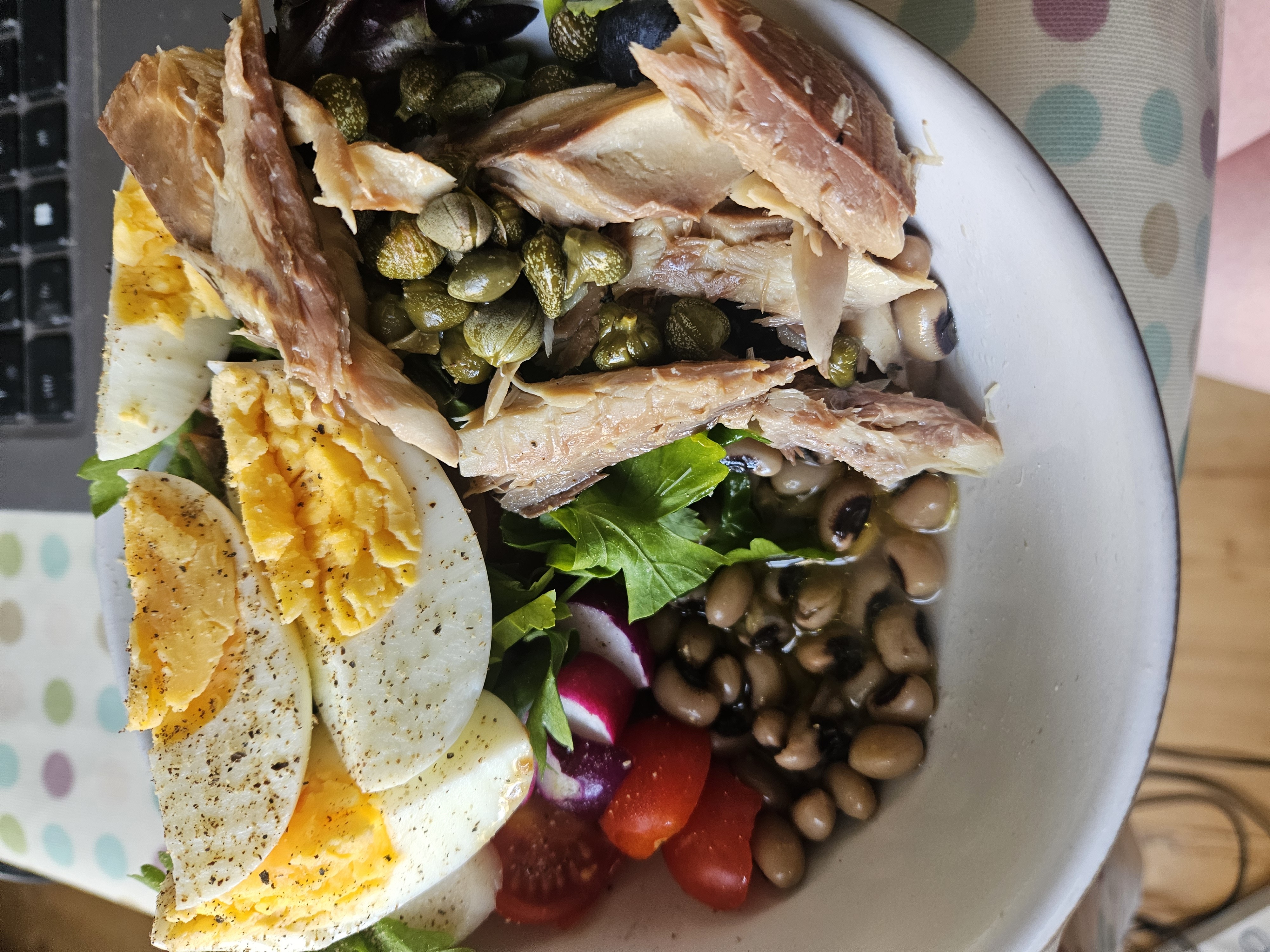 Mackerel Egg Salad Bowl