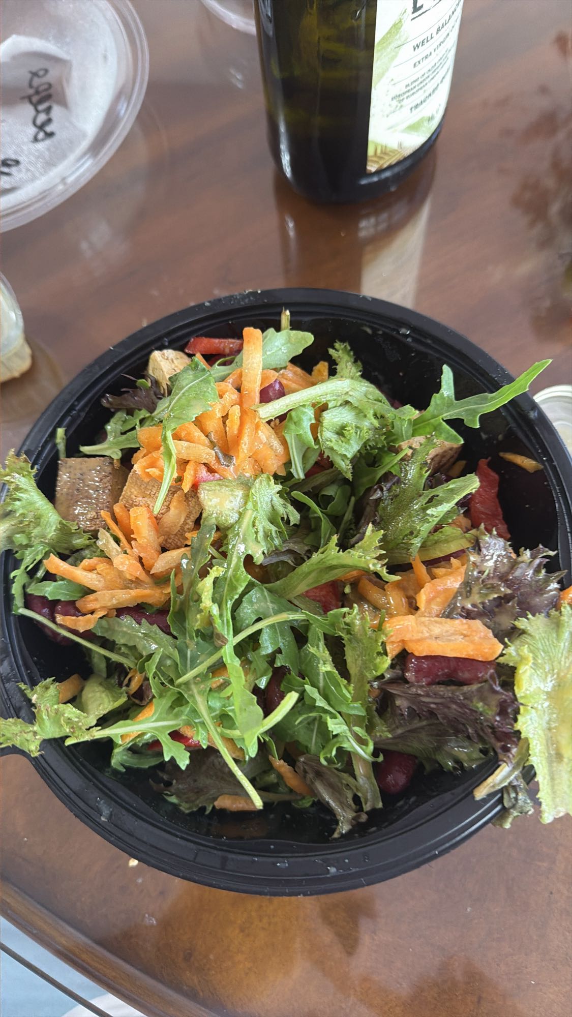 Mixed Green Salad with Tofu and Beans