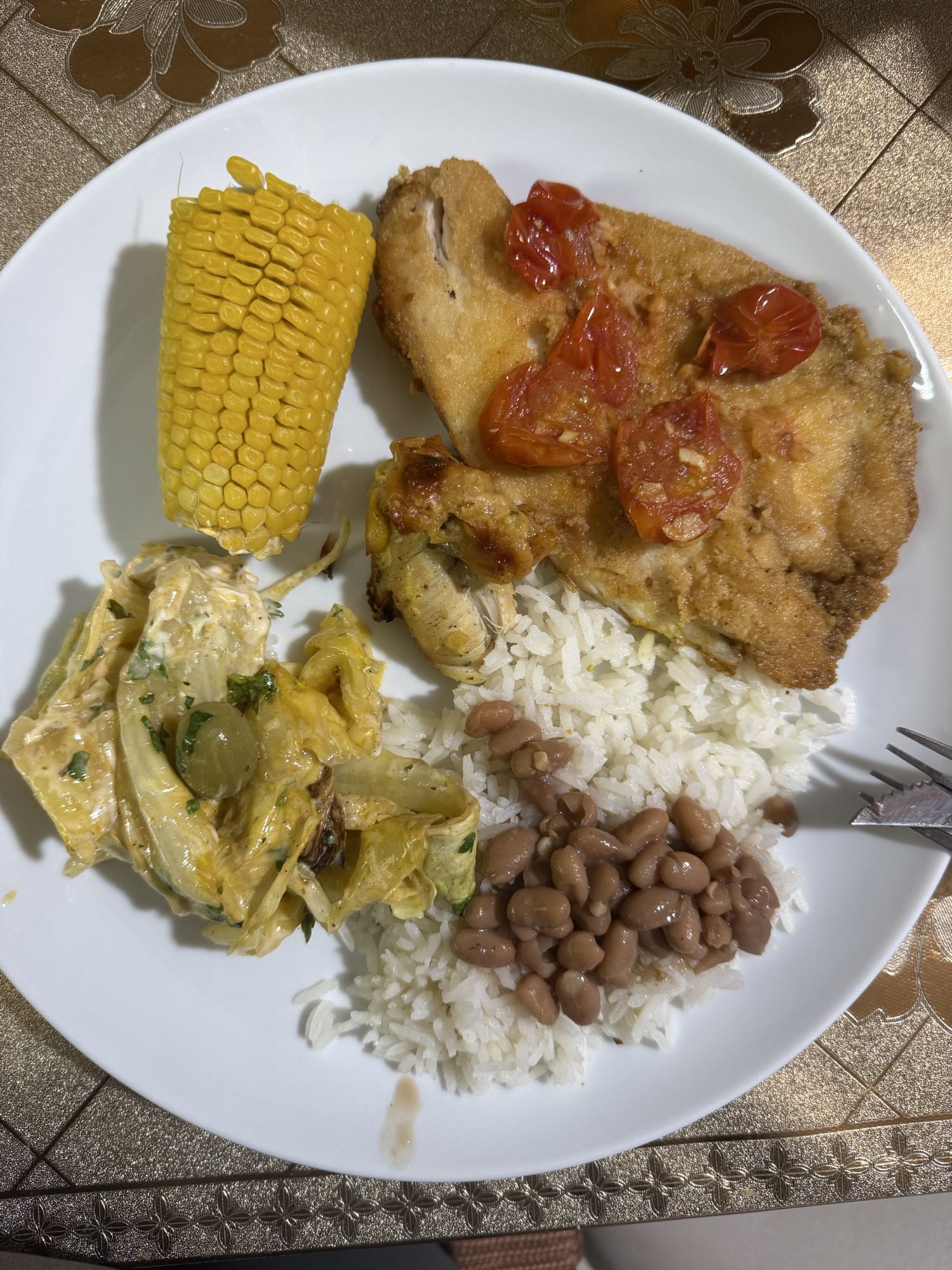 Frango empanado com arroz