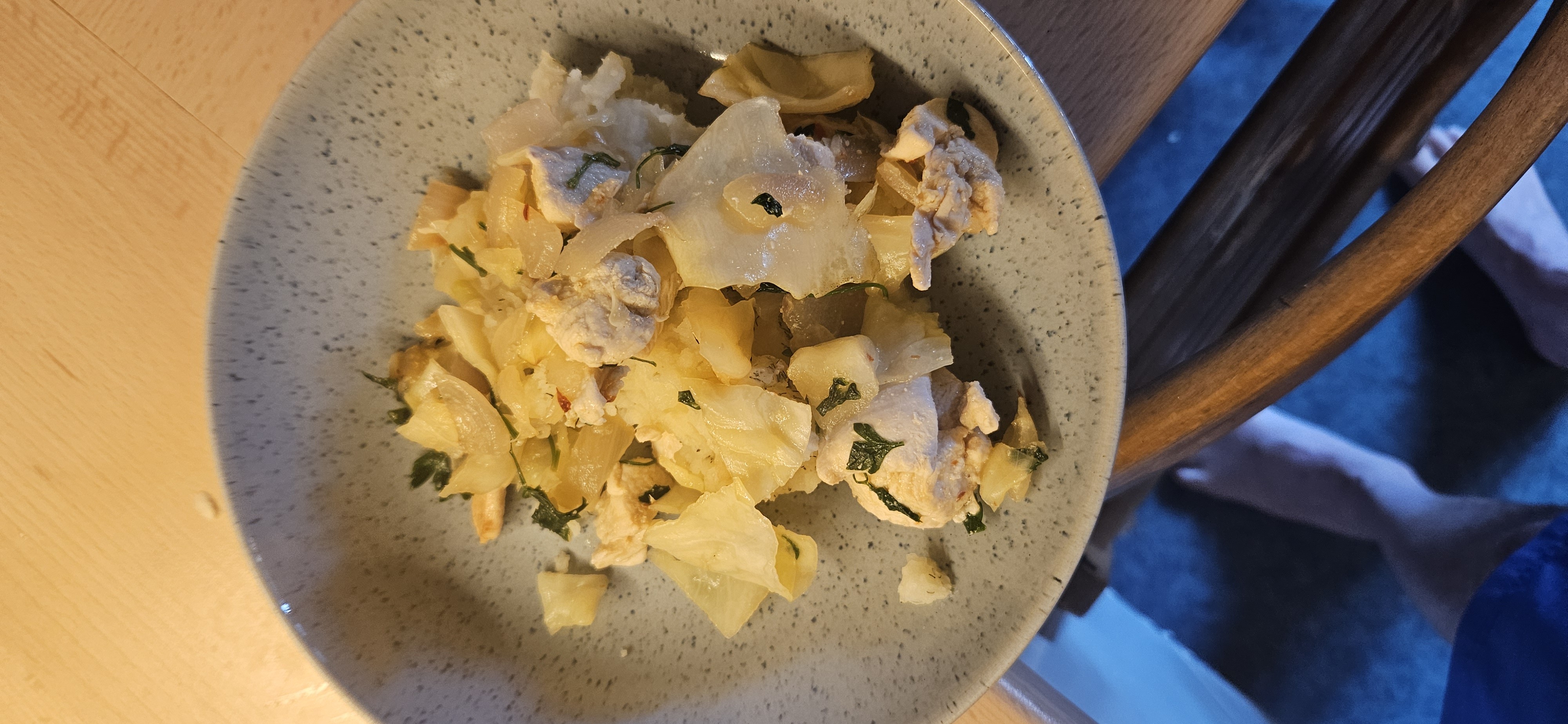Chicken Cabbage Bowl with Mashed Potato