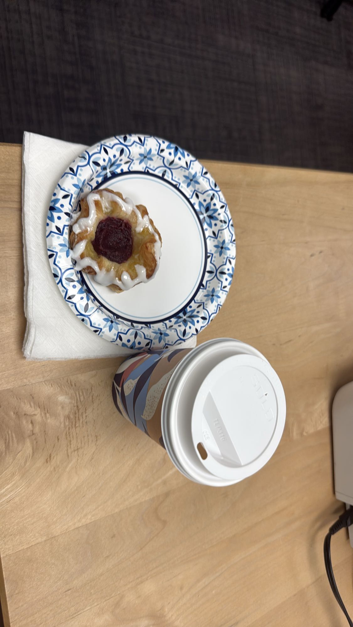 Berry Danish Pastry with Coffee, Cream, and Sugar