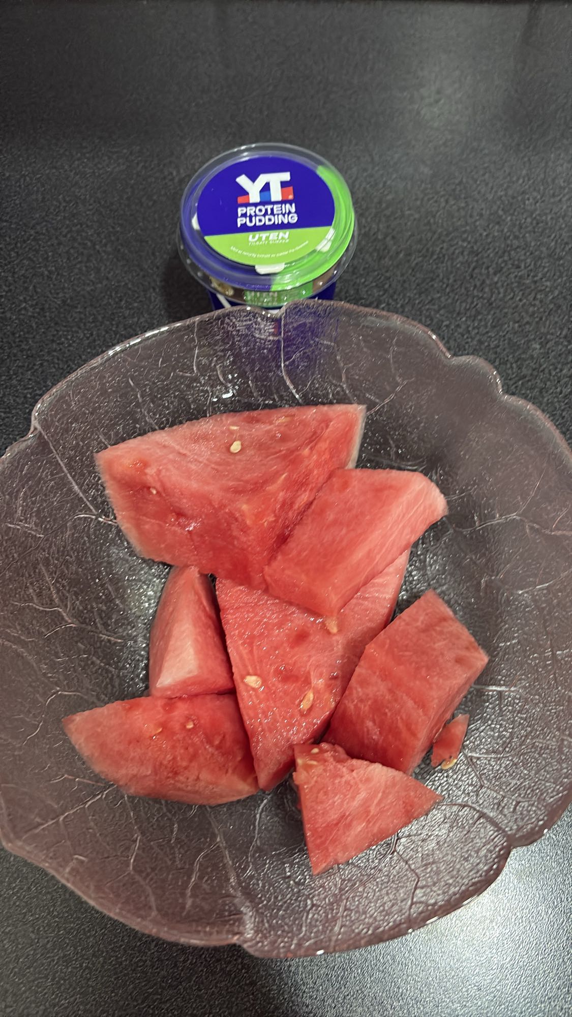 Vannmelon og proteinpudding