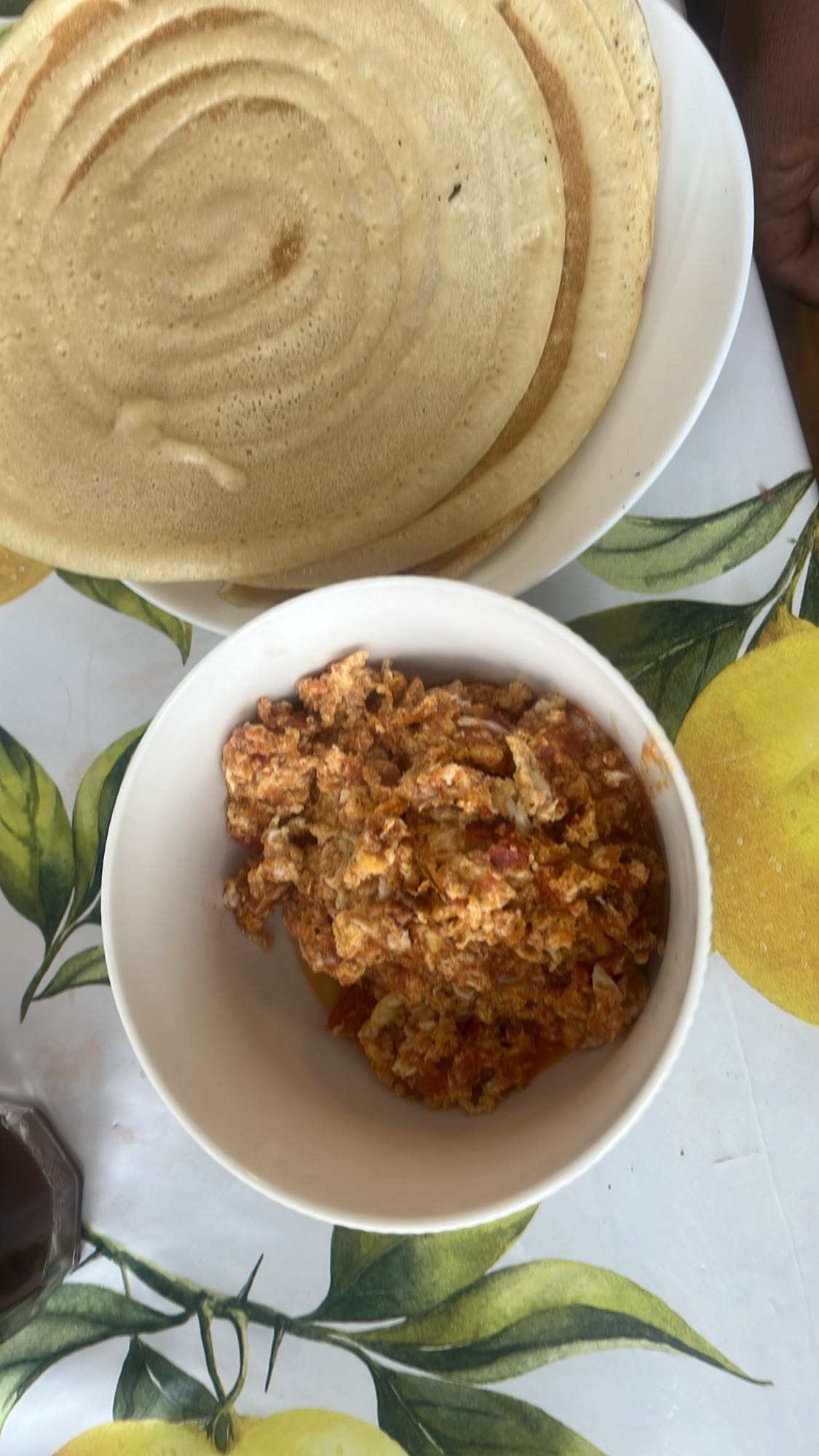 Injera with Scrambled Eggs