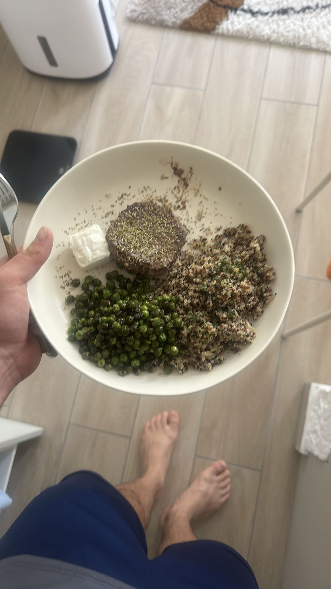 Steak quinoa petits pois