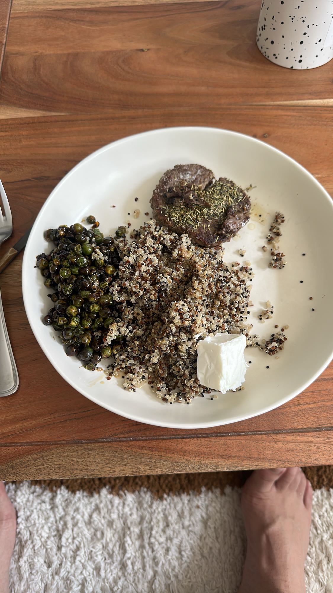 Steak quinoa et choux