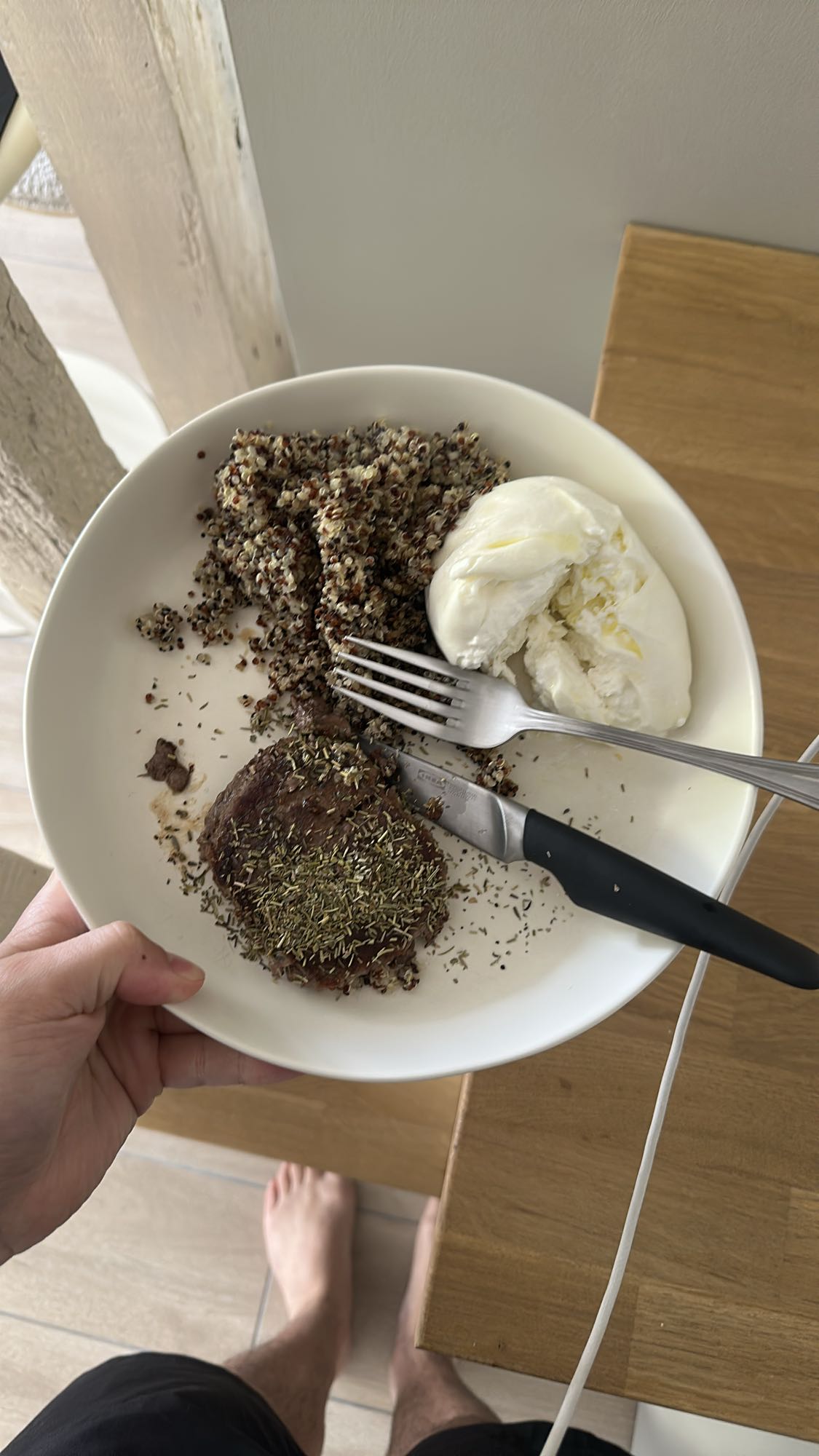 Steak quinoa burrata