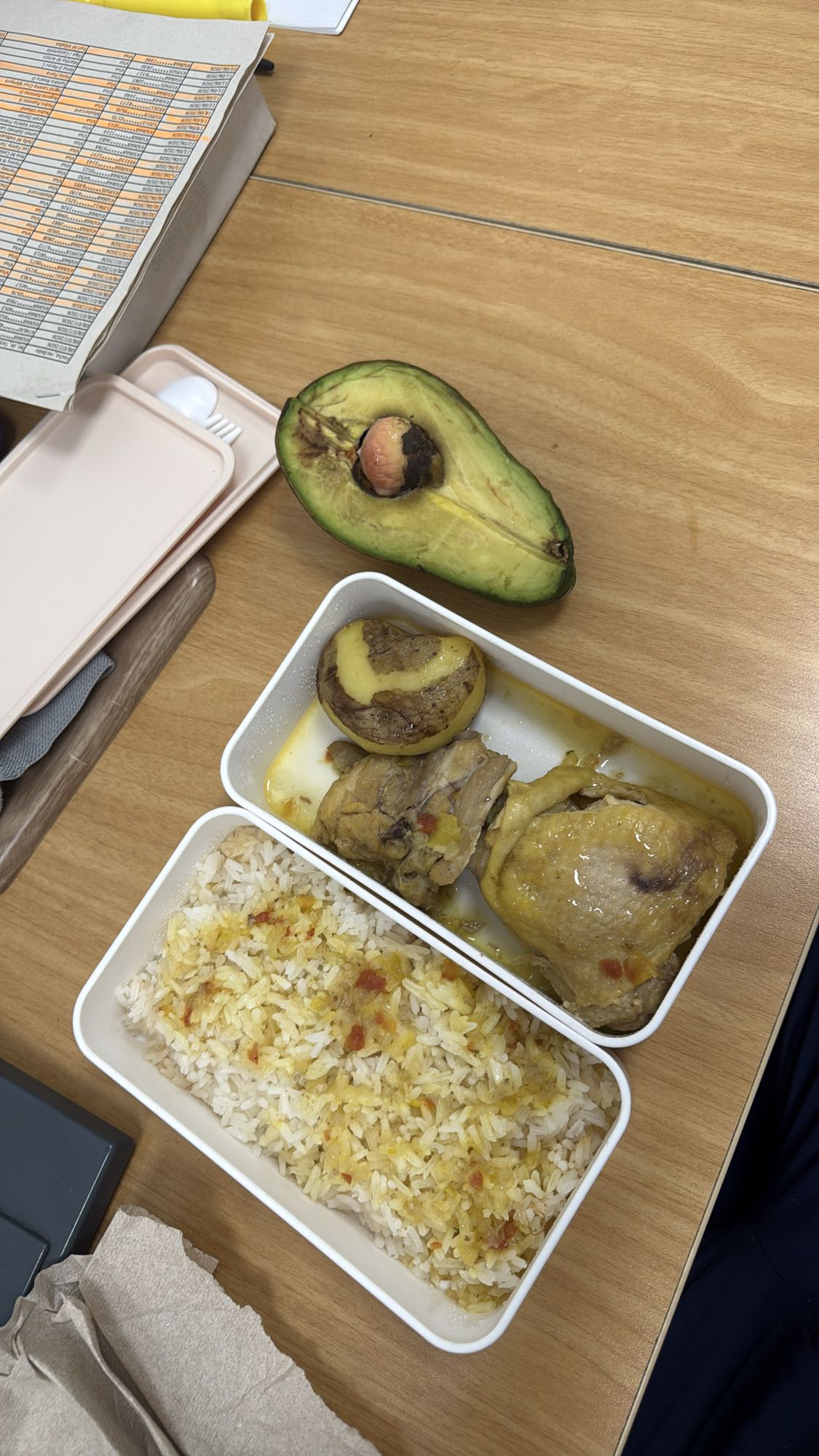 pollo con arroz y aguacate