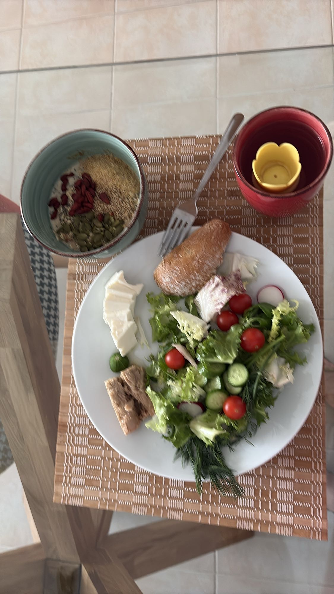 Salad and Overnight Oats Bowl