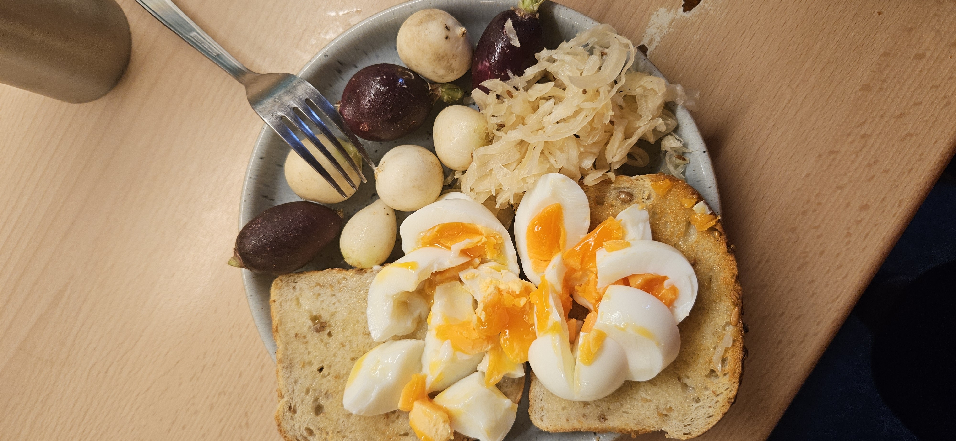 Egg Toast with Sauerkraut and Radishes