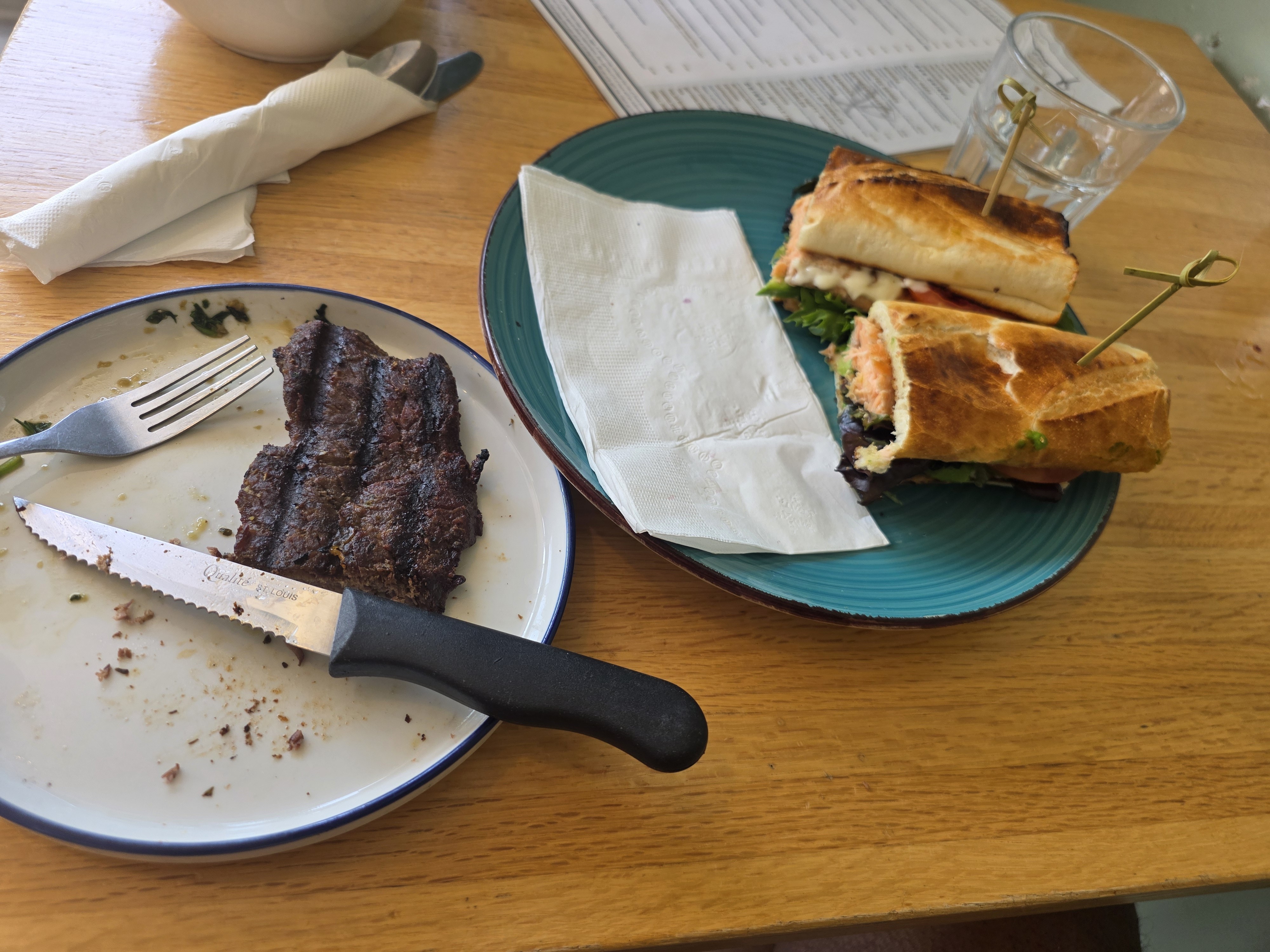 Steak and Salmon Sandwich