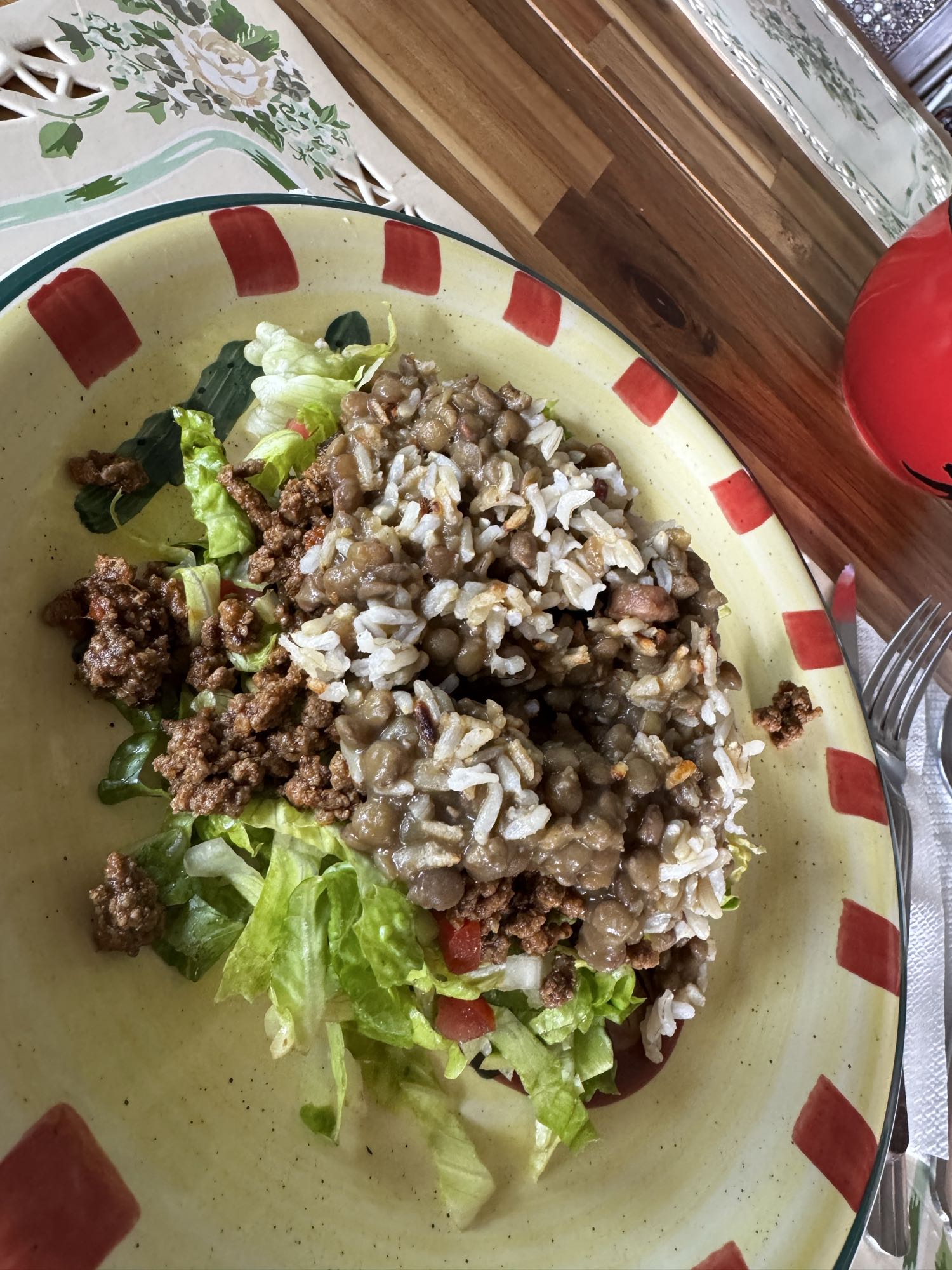 ensalada con arroz y lentejas