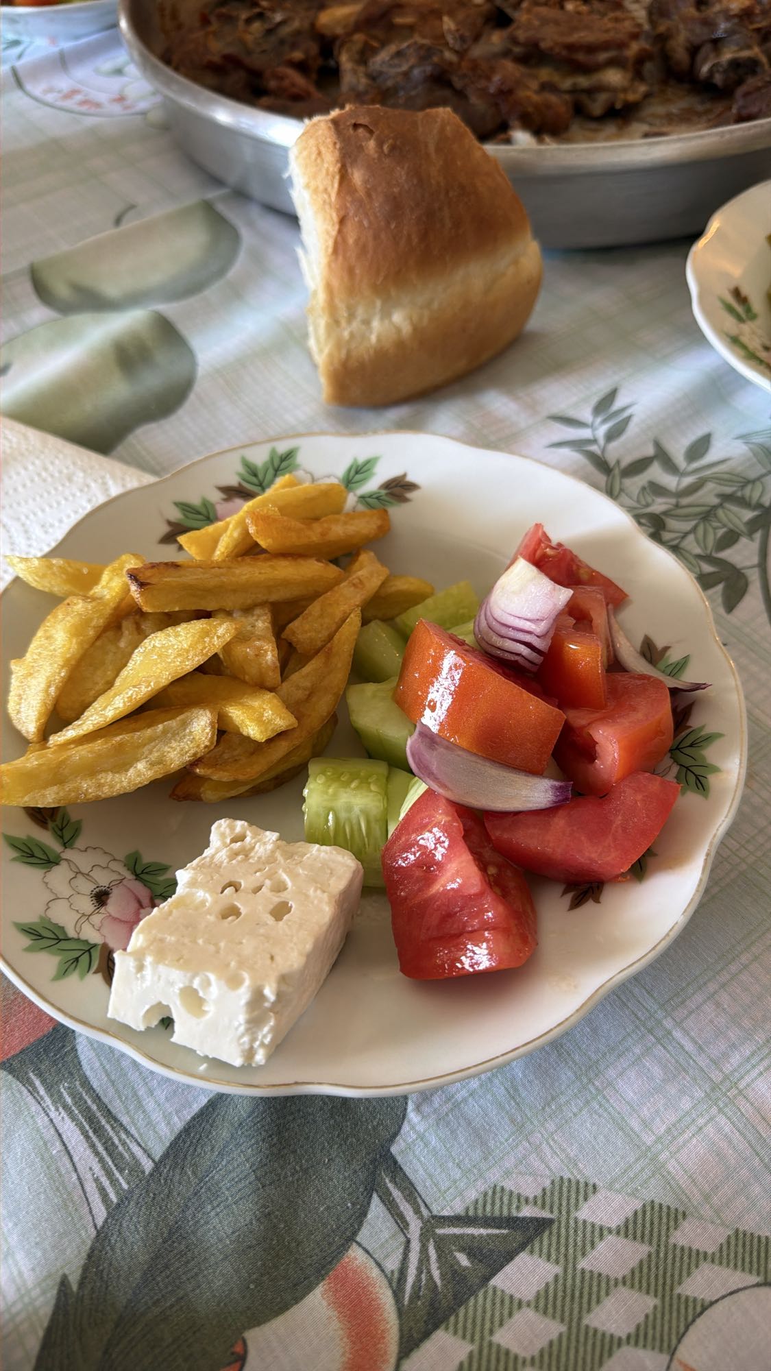 Fries Feta Salad Plate