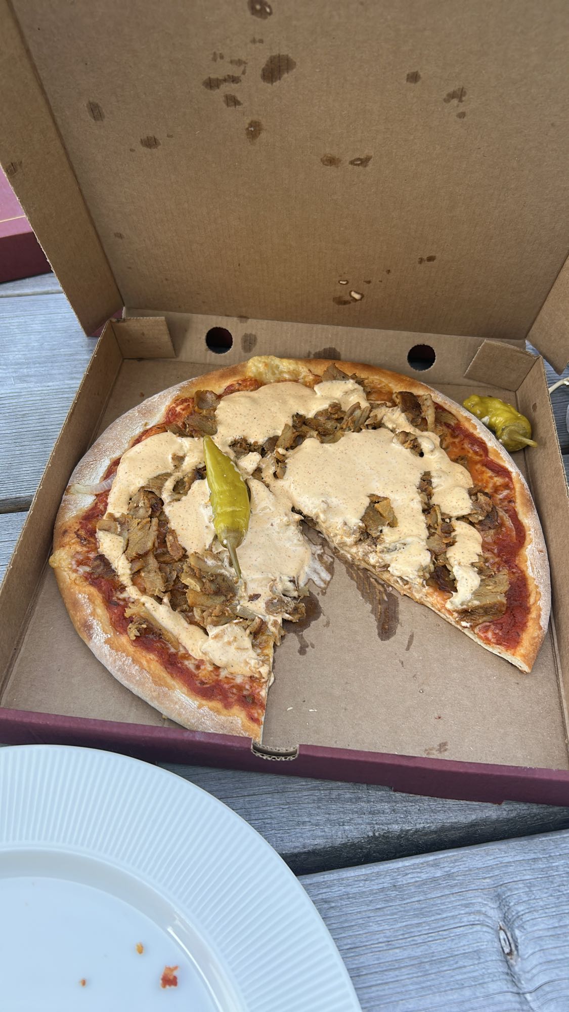 Kebabpizza med sås