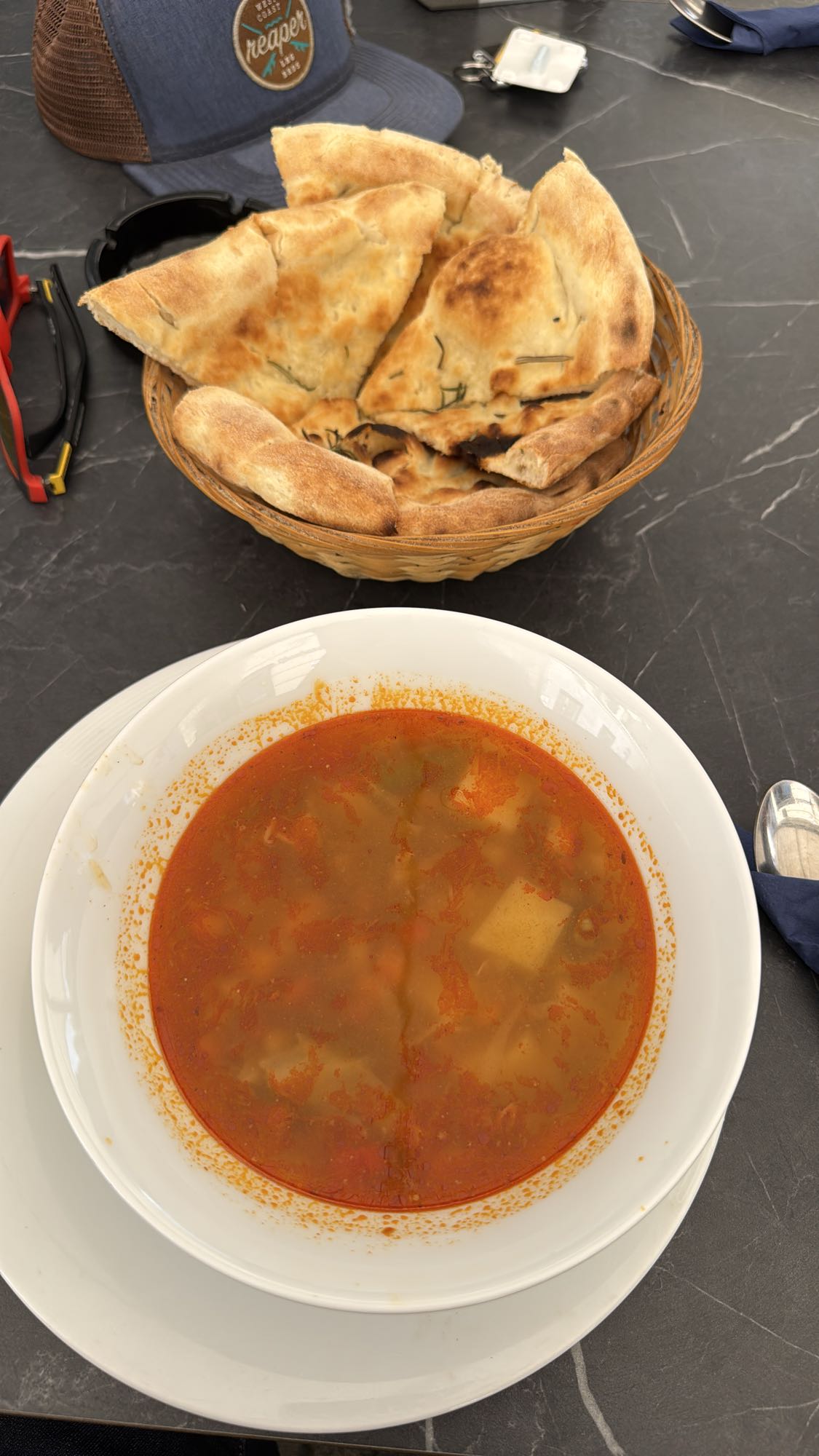 Country-Style Beef Soup with Half Focaccia