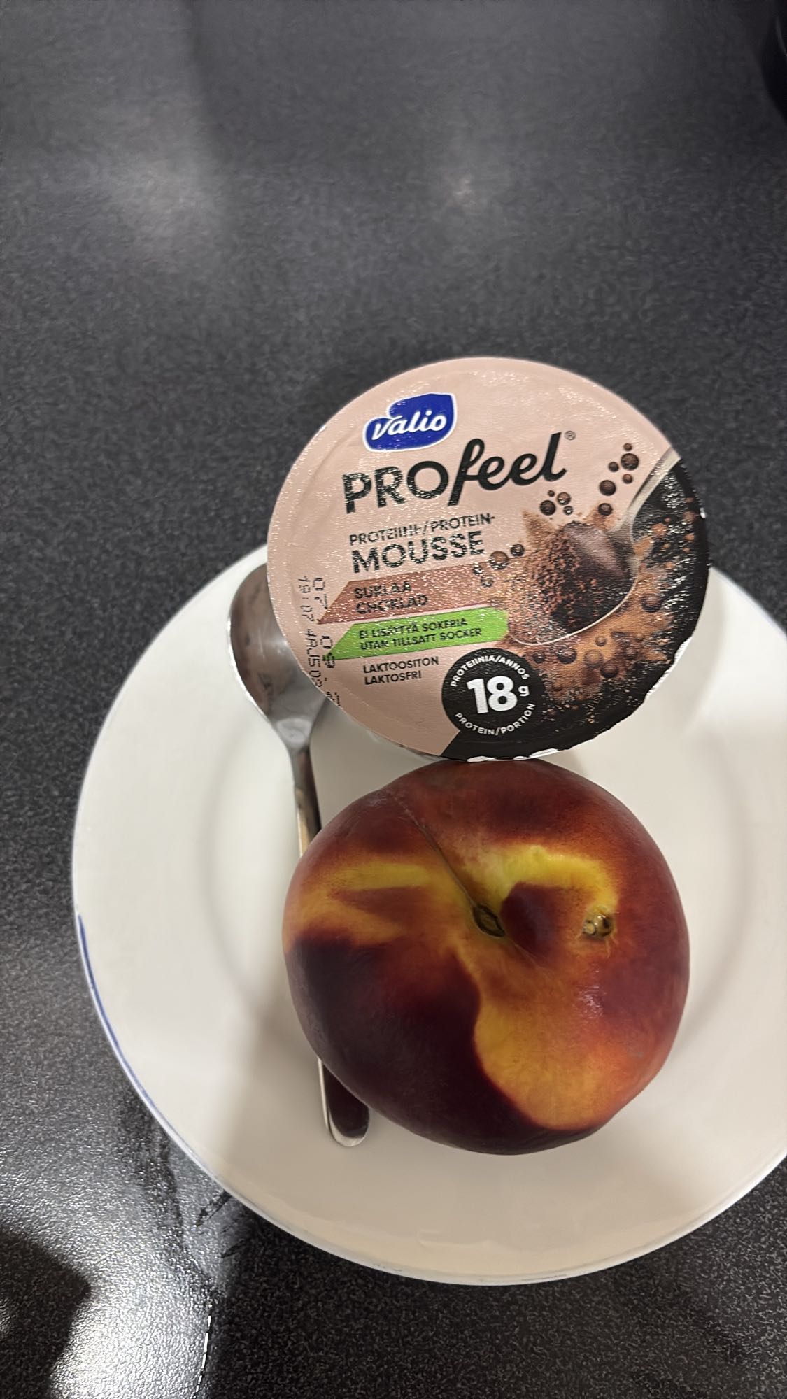 Proteinpudding og fersken