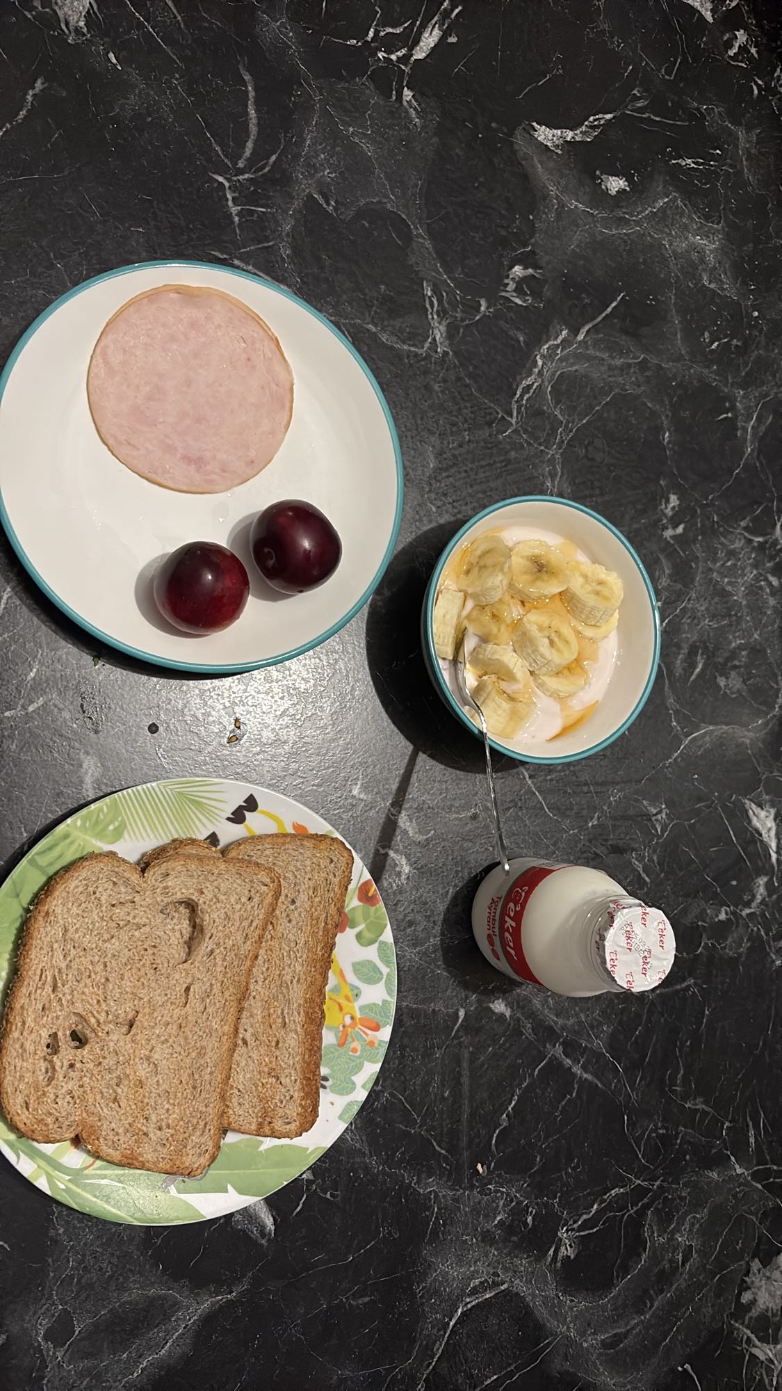 Ham Bread Yogurt Plate