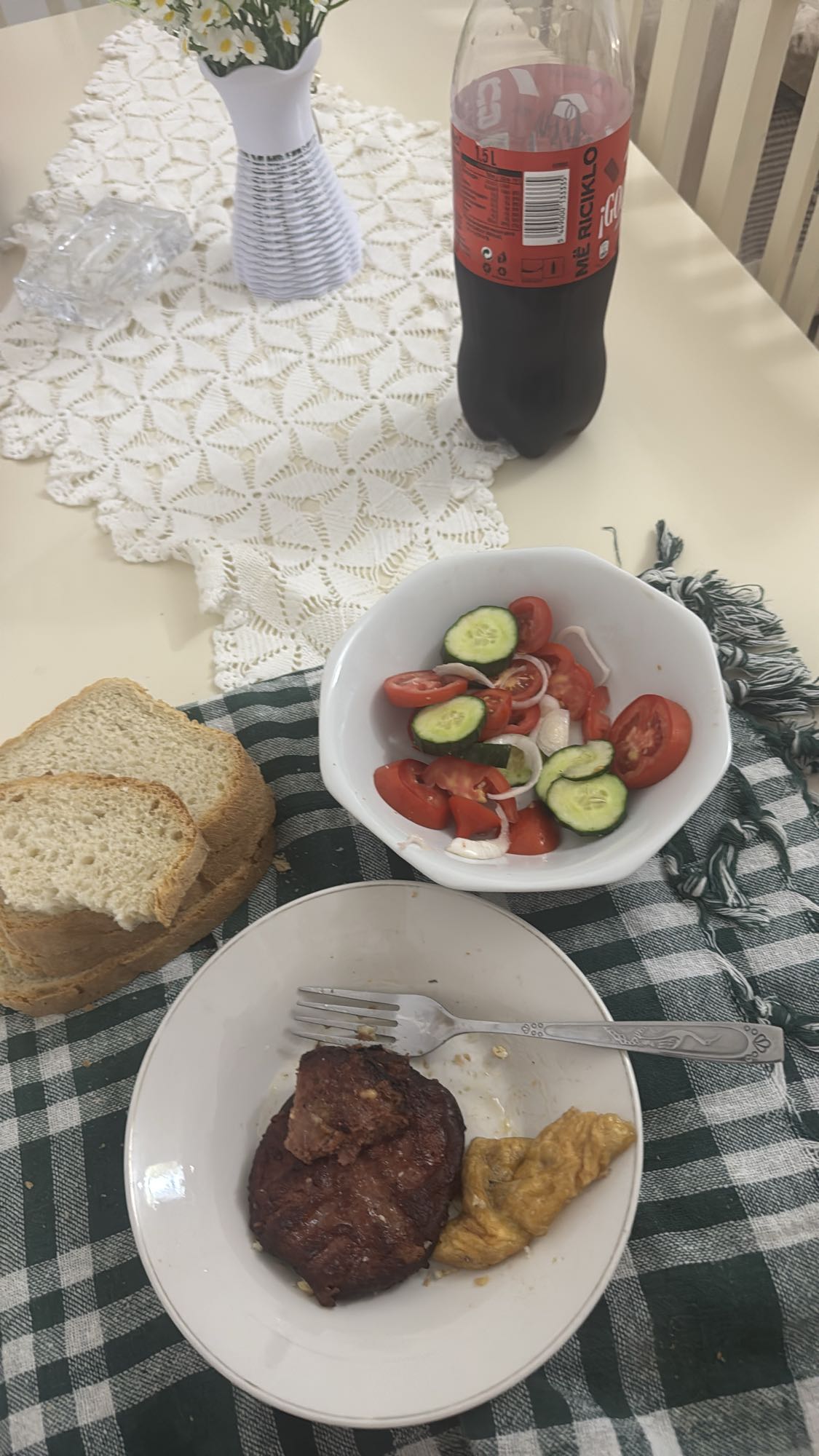 Steak Salad Bread Cola