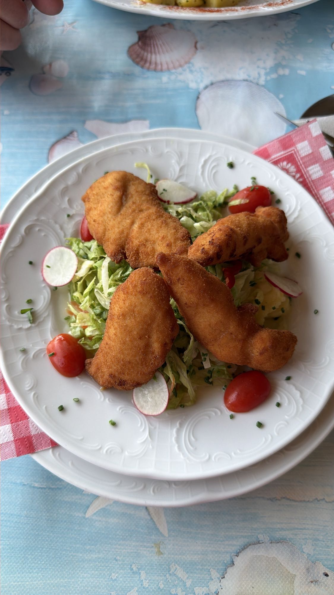 Paniertes Huhn mit Salat