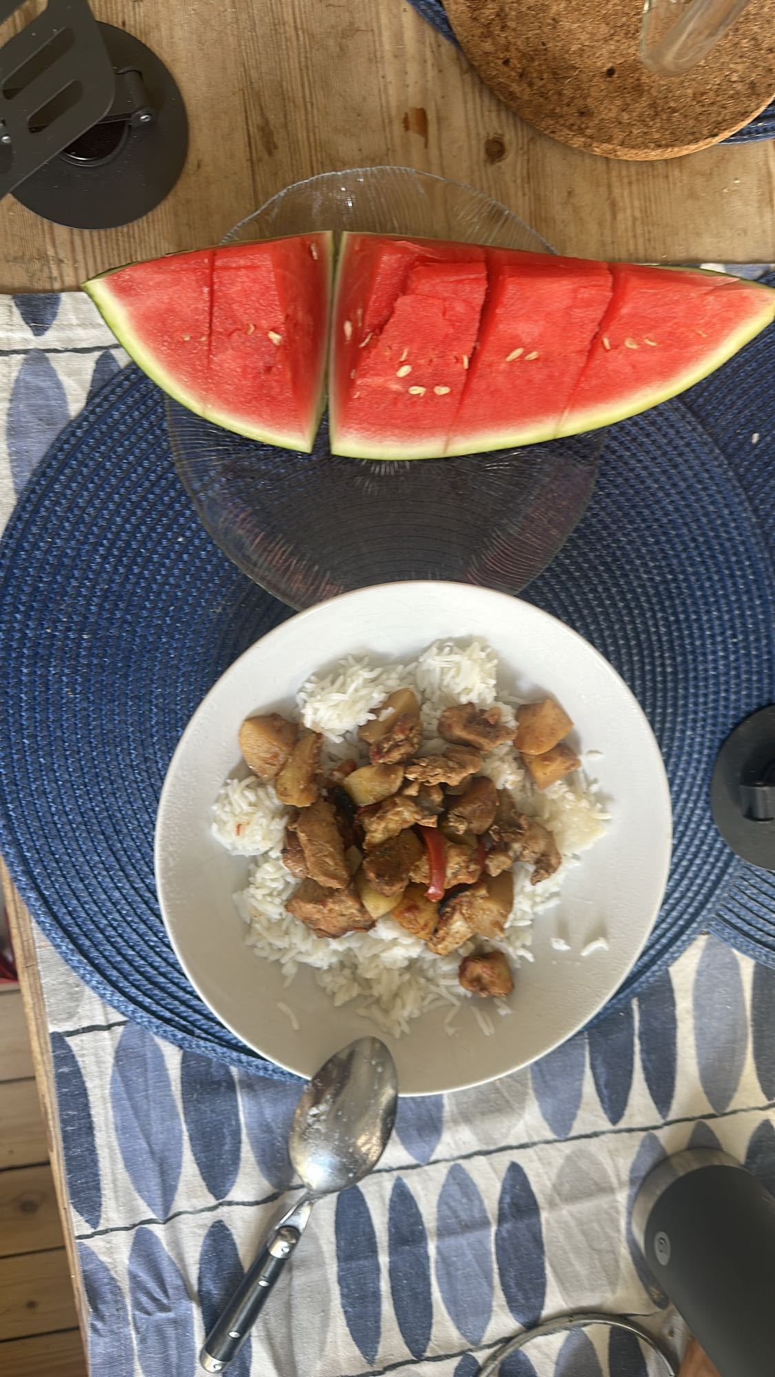 Ris med kyckling och melon