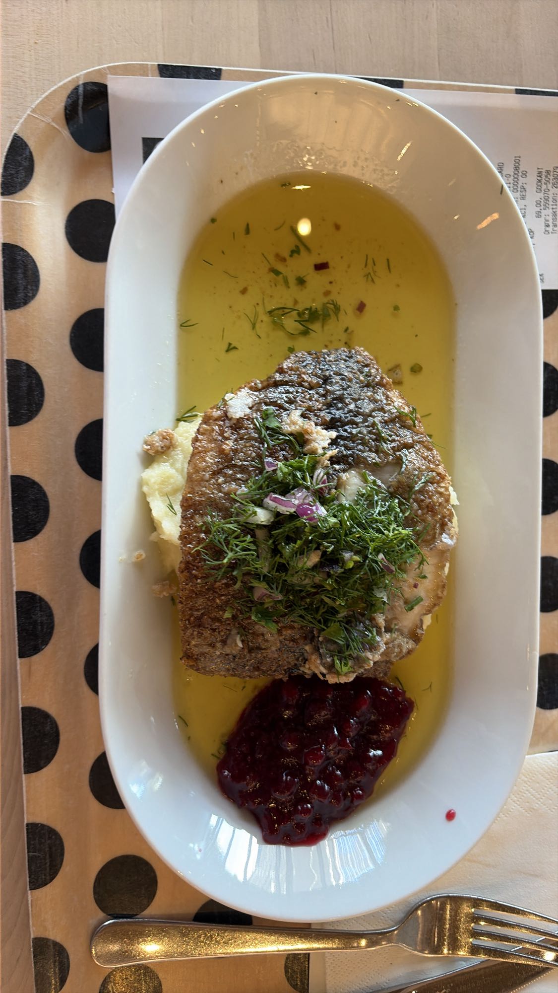 Stekt fisk med mos