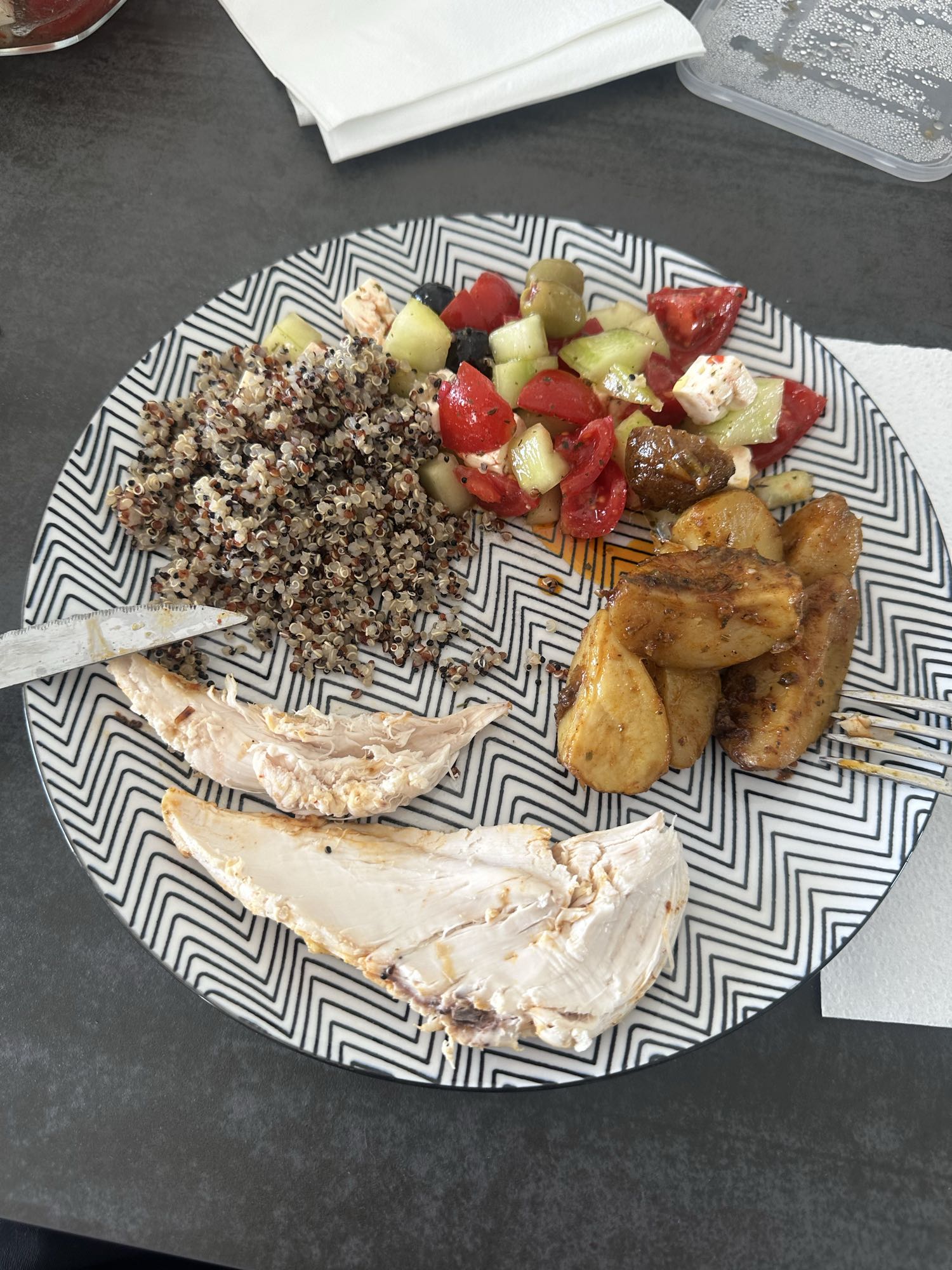 Poulet quinoa et salade