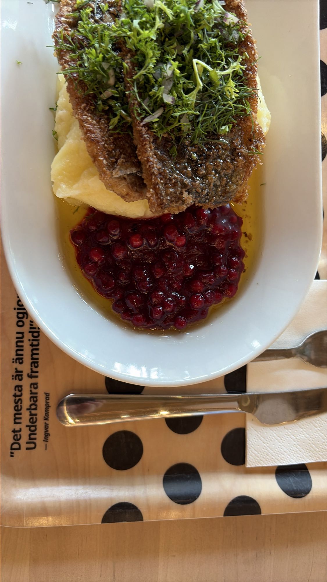 Stekt fisk med mos