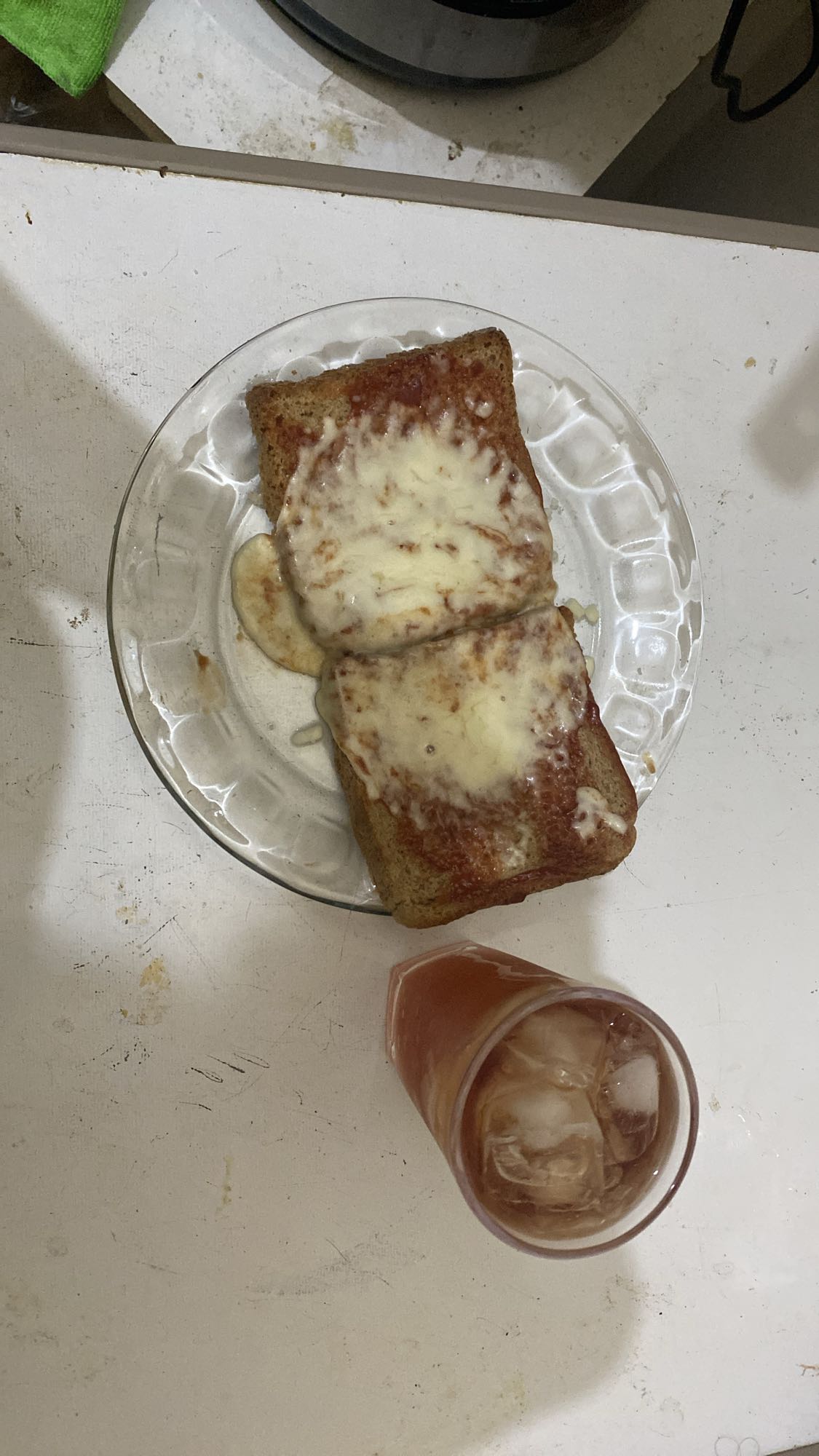 Cheese Tomato Toast with Apple Berry Juice