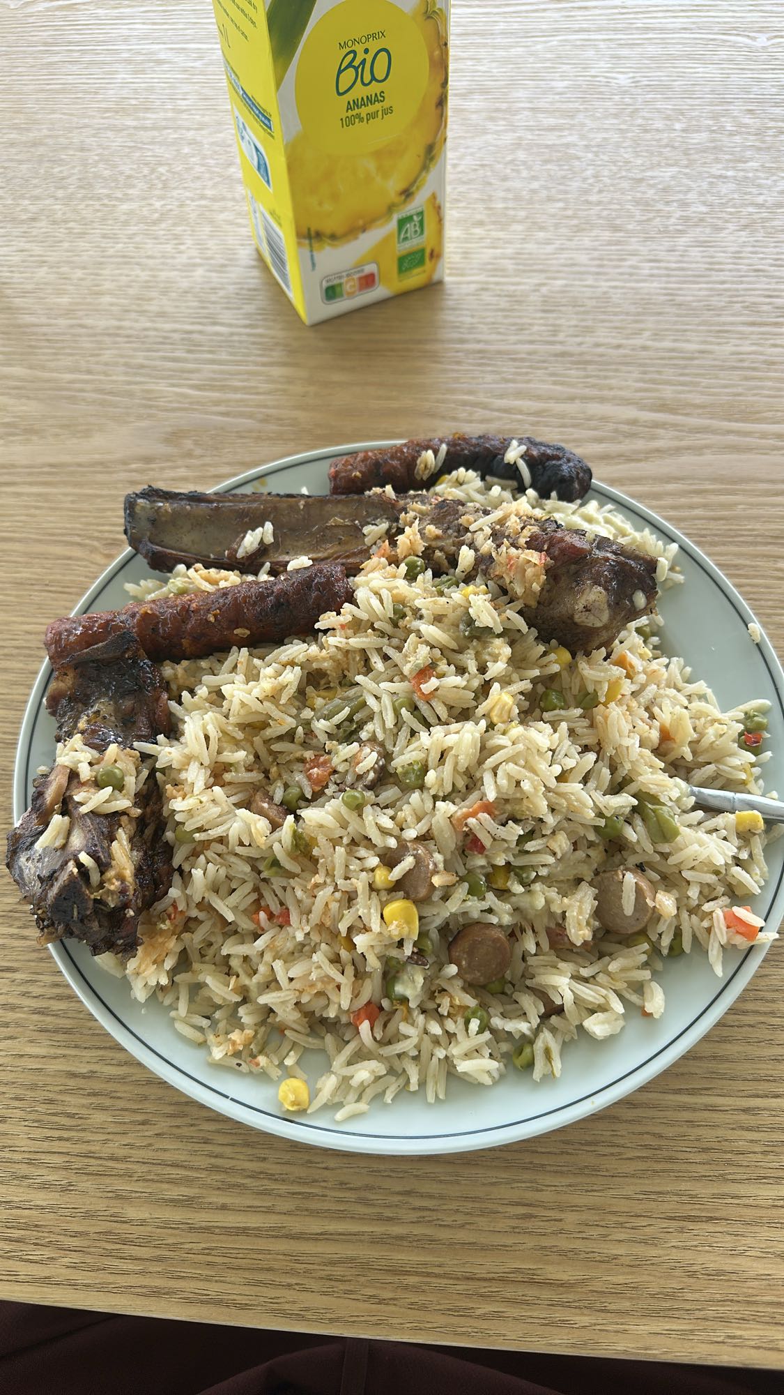 Riz sauté et viandes