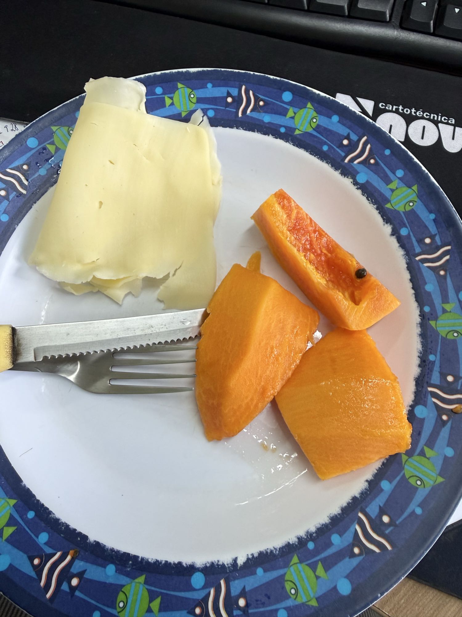 queijo e mamão