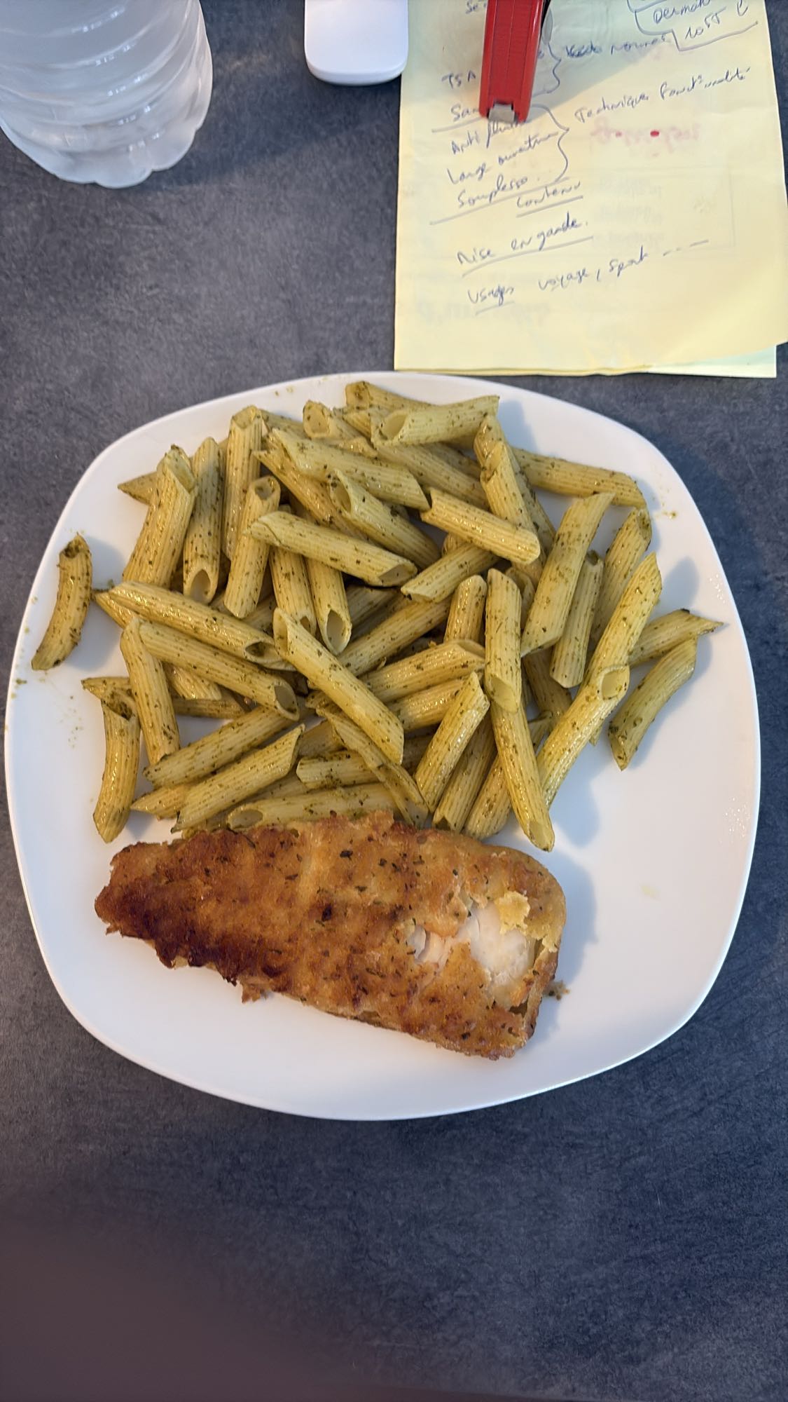 Pennes au pesto et poisson